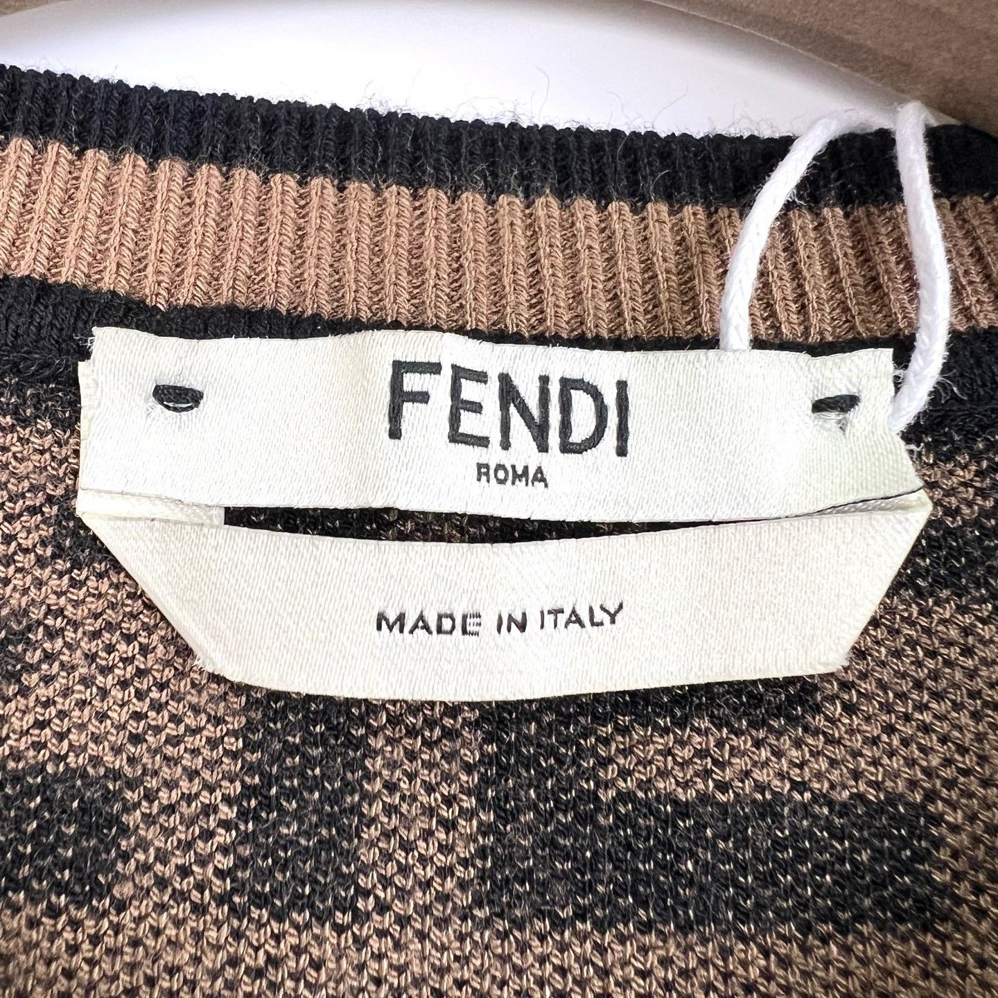 Fendi Fendi Brown Double F Print Round Neck Knit Top Size S / US 4 / IT 40 - 4 Thumbnail