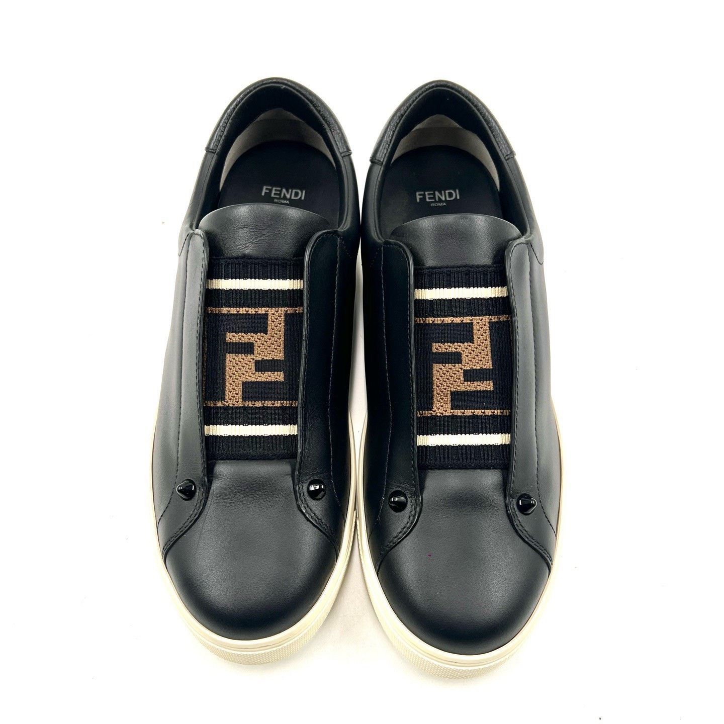 Fendi Fendi Black Leather Slip-On Low-Top Shoes Size US 6.5 / IT 36.5 - 2 Thumbnail