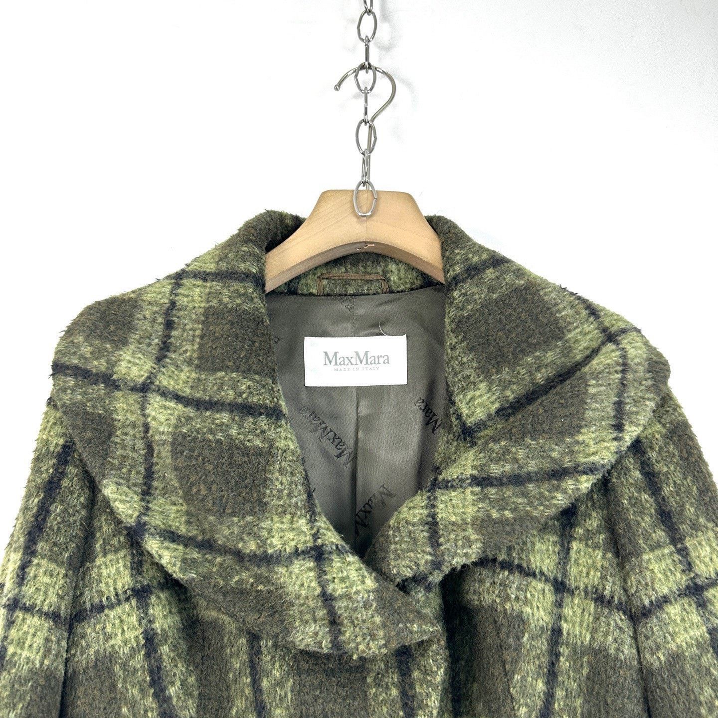 Max Mara MaxMara Green Plaid Wool Short Coat Size S / US 4 / IT 40 - 3 Thumbnail
