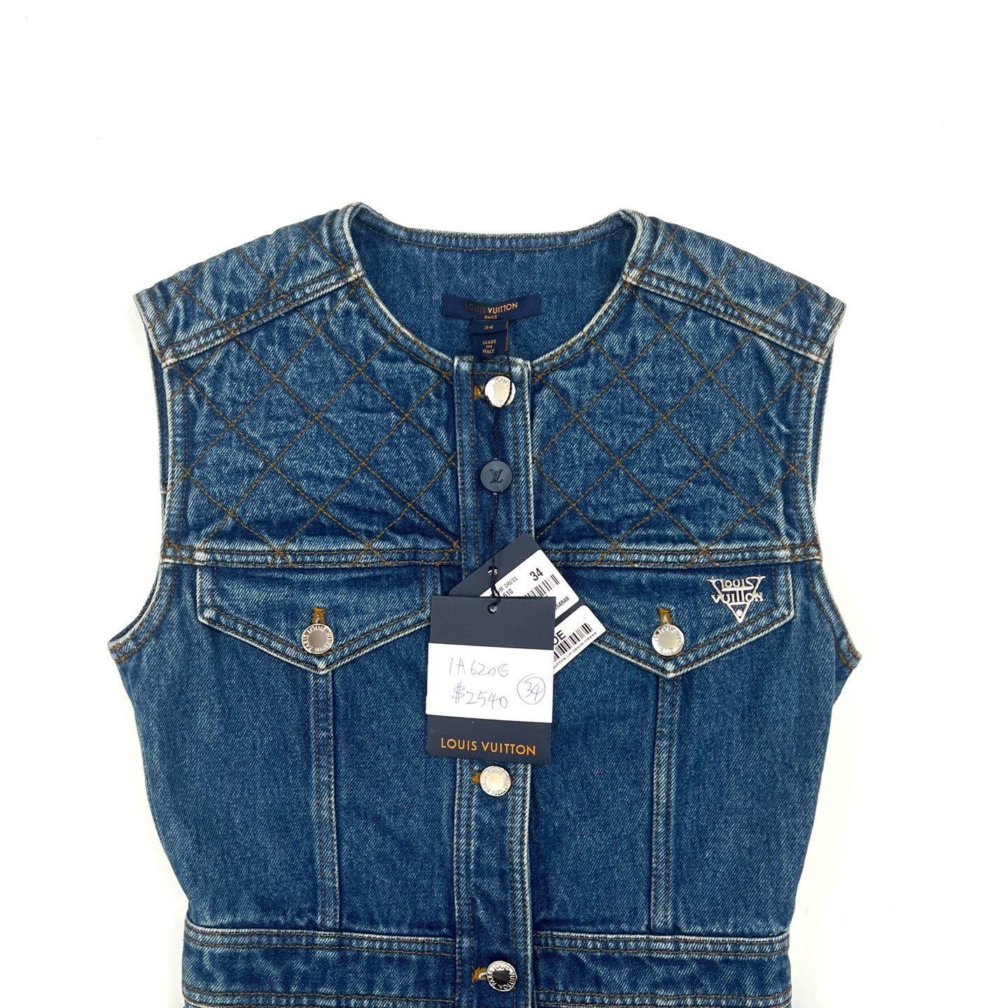 Louis Vuitton Louis Vuitton Blue Sleeveless Denim Dress Size XXS / US 00 / IT 34 - 6 Thumbnail
