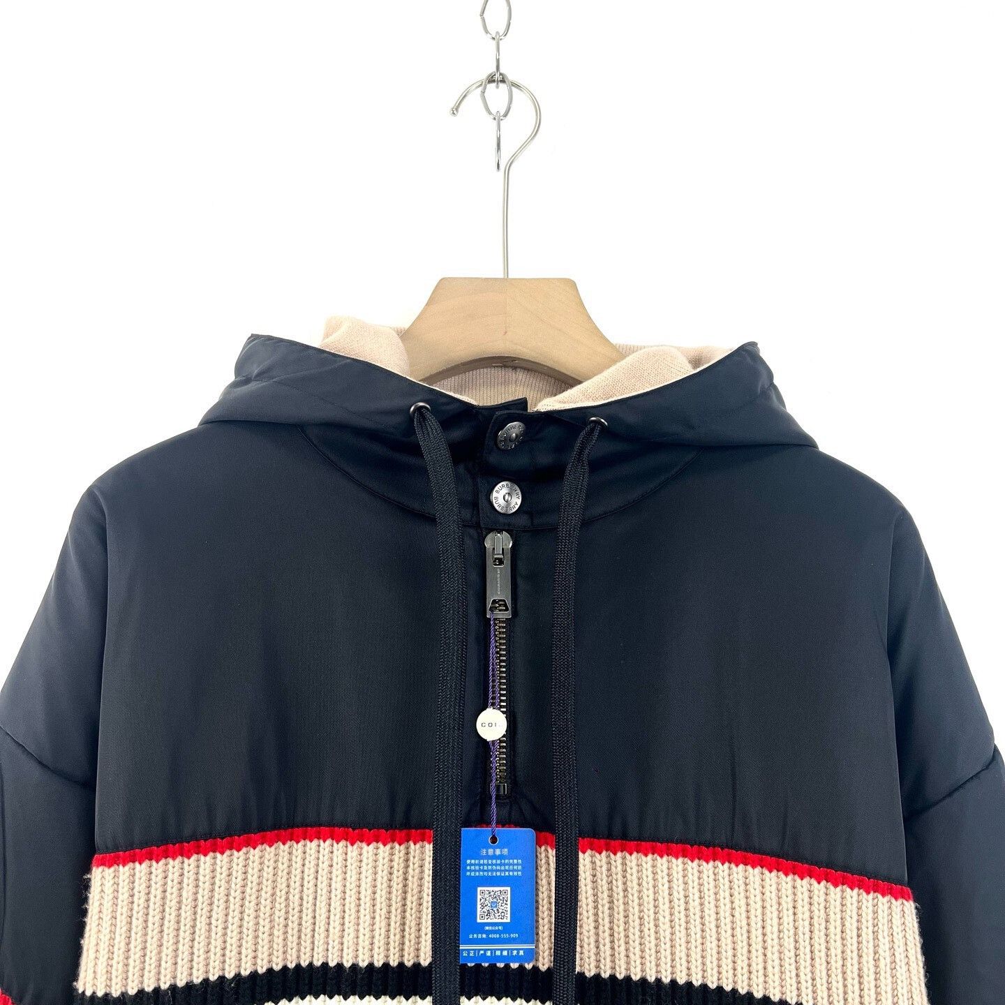 Burberry Burberry Black Stripe Ribbed Knit Hoodie Size US M / EU 48-50 / 2 - 3 Thumbnail