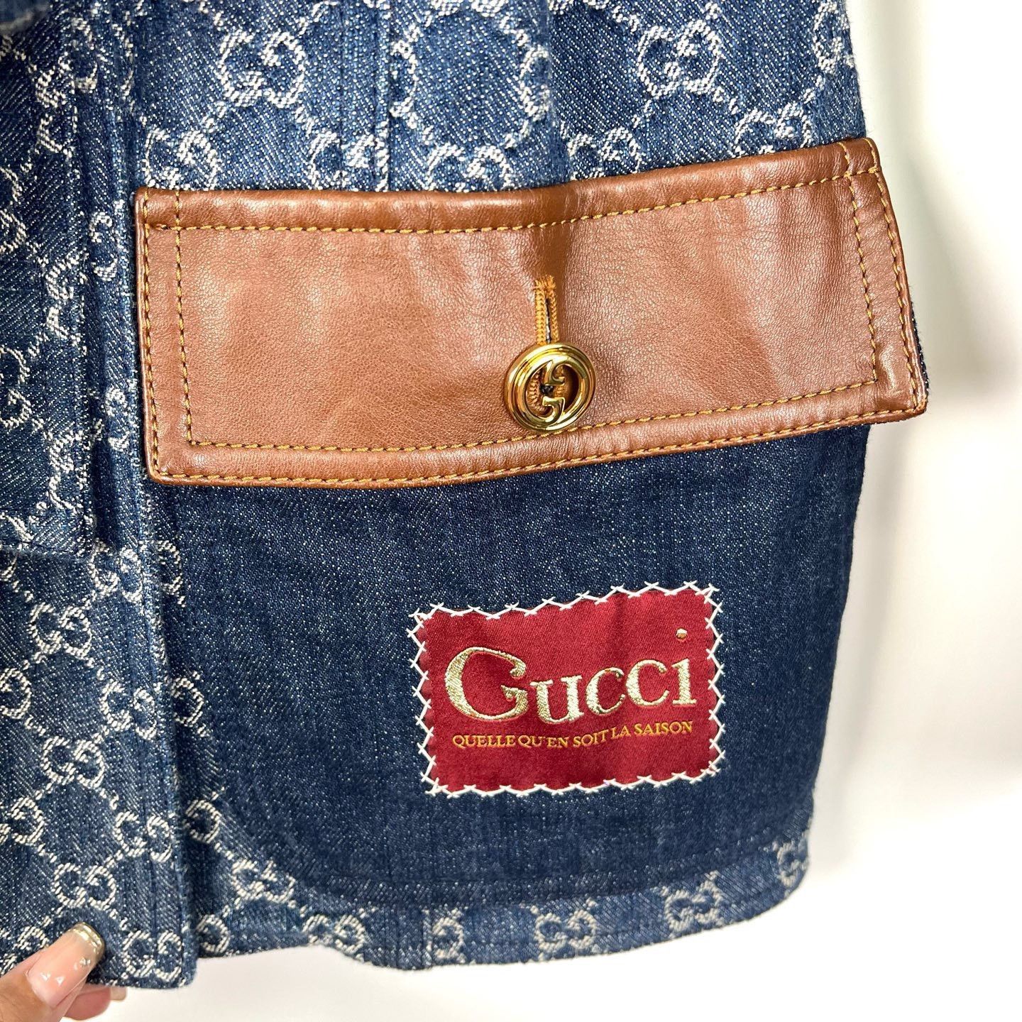 Gucci Gucci Logo Print Leather Patch Denim Jacket Size XXS / US 00 / IT 34 - 7 Thumbnail