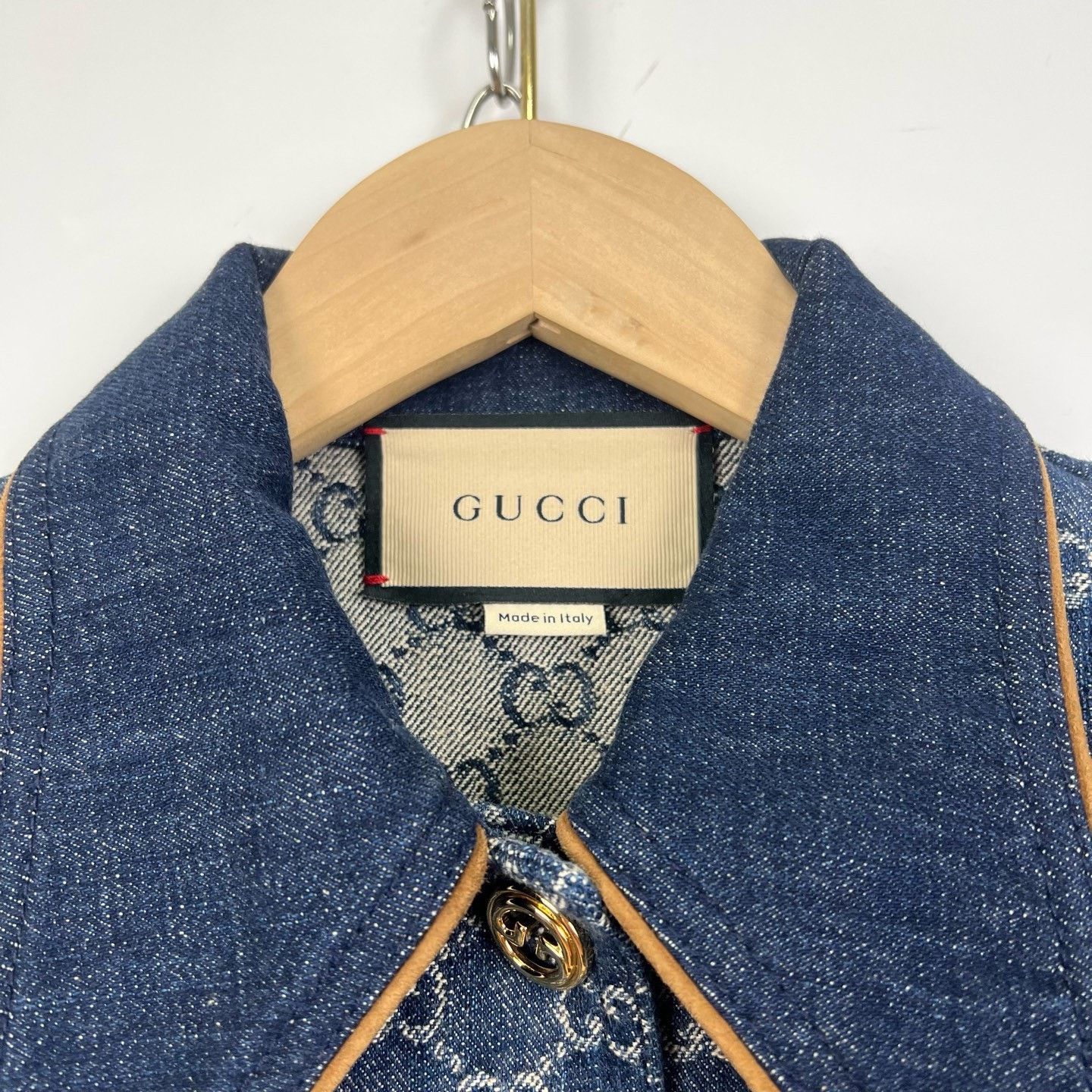 Gucci Gucci Logo Print Leather Patch Denim Jacket Size XXS / US 00 / IT 34 - 3 Thumbnail