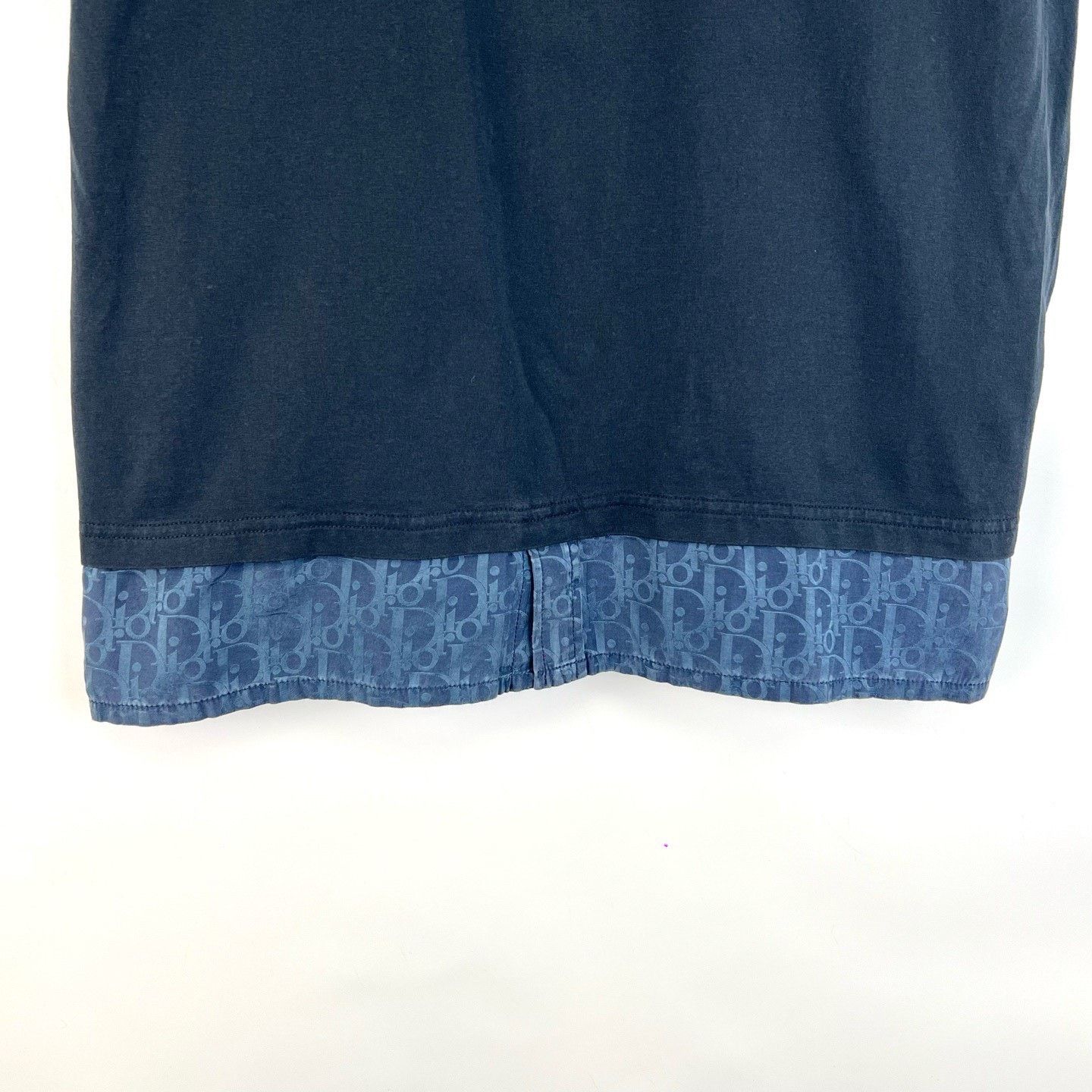 Dior Dior Navy Blue Monogram Spliced Hem T-shirt Size US L / EU 52-54 / 3 - 4 Thumbnail
