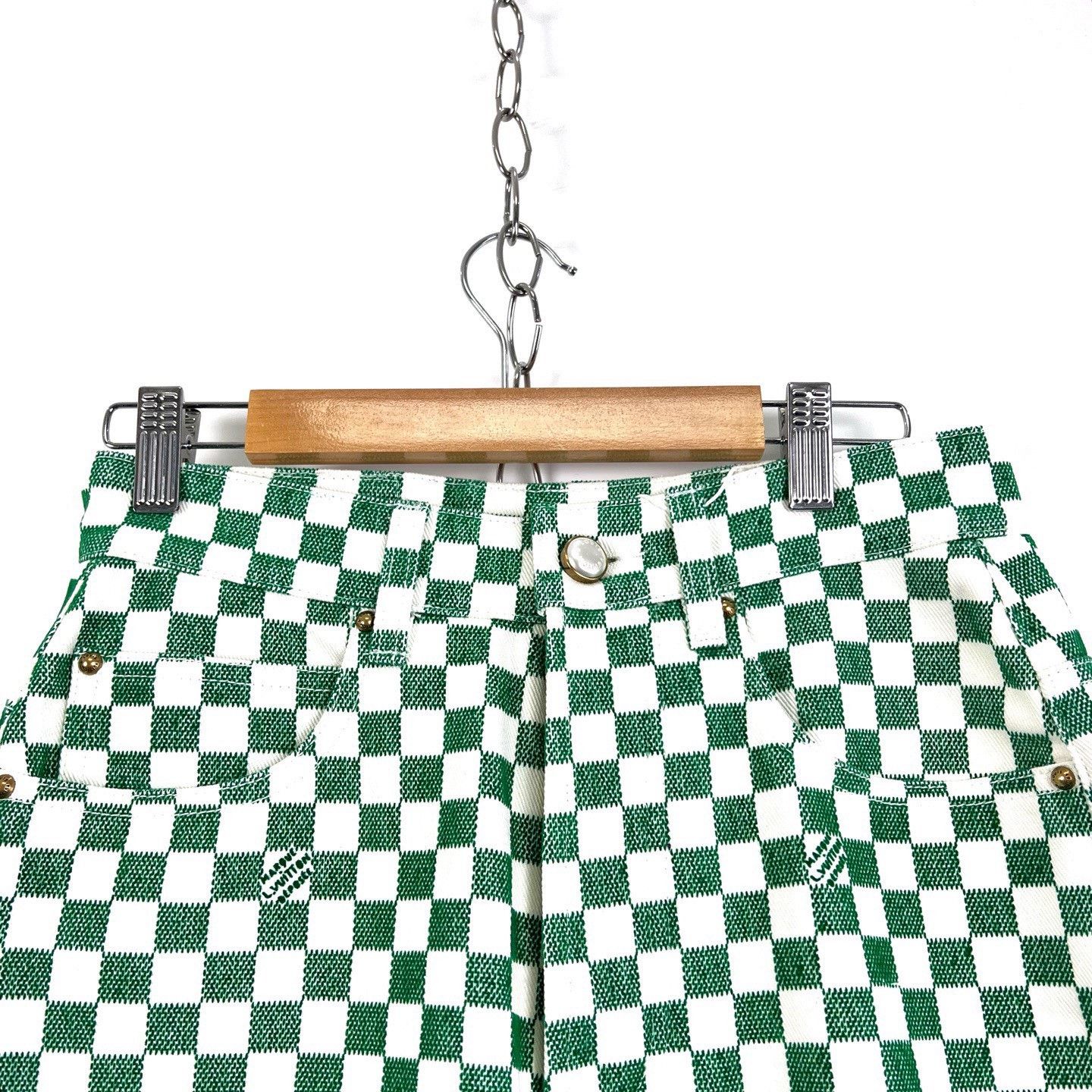 Louis Vuitton Louis Vuitton x Pharrell Green Check Straight Jeans Size 28" / US 6 / IT 42 - 3 Thumbnail