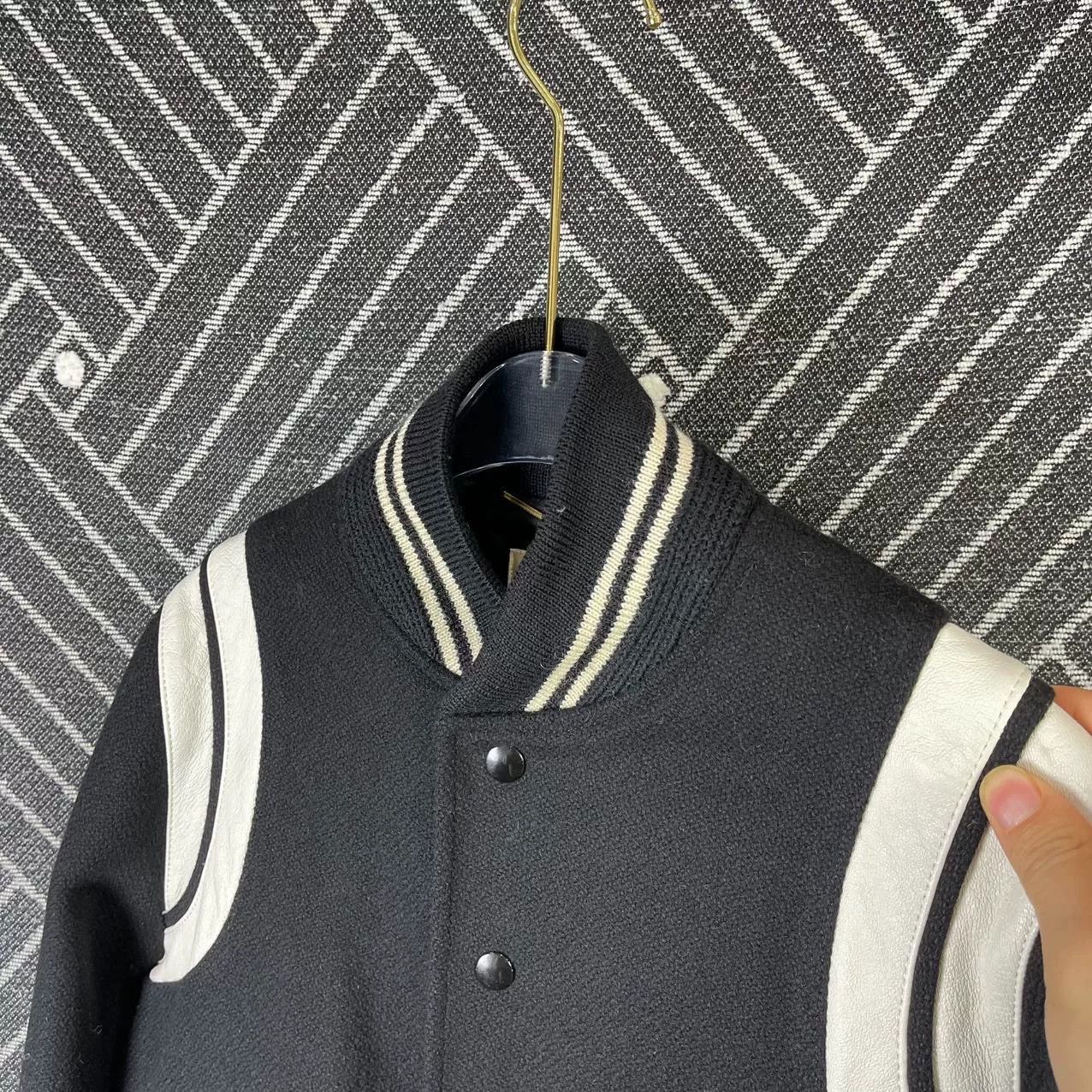 Saint Laurent Paris Saint Laurent Black White Baseball Jacket Size US XXS / EU 40 - 6 Thumbnail
