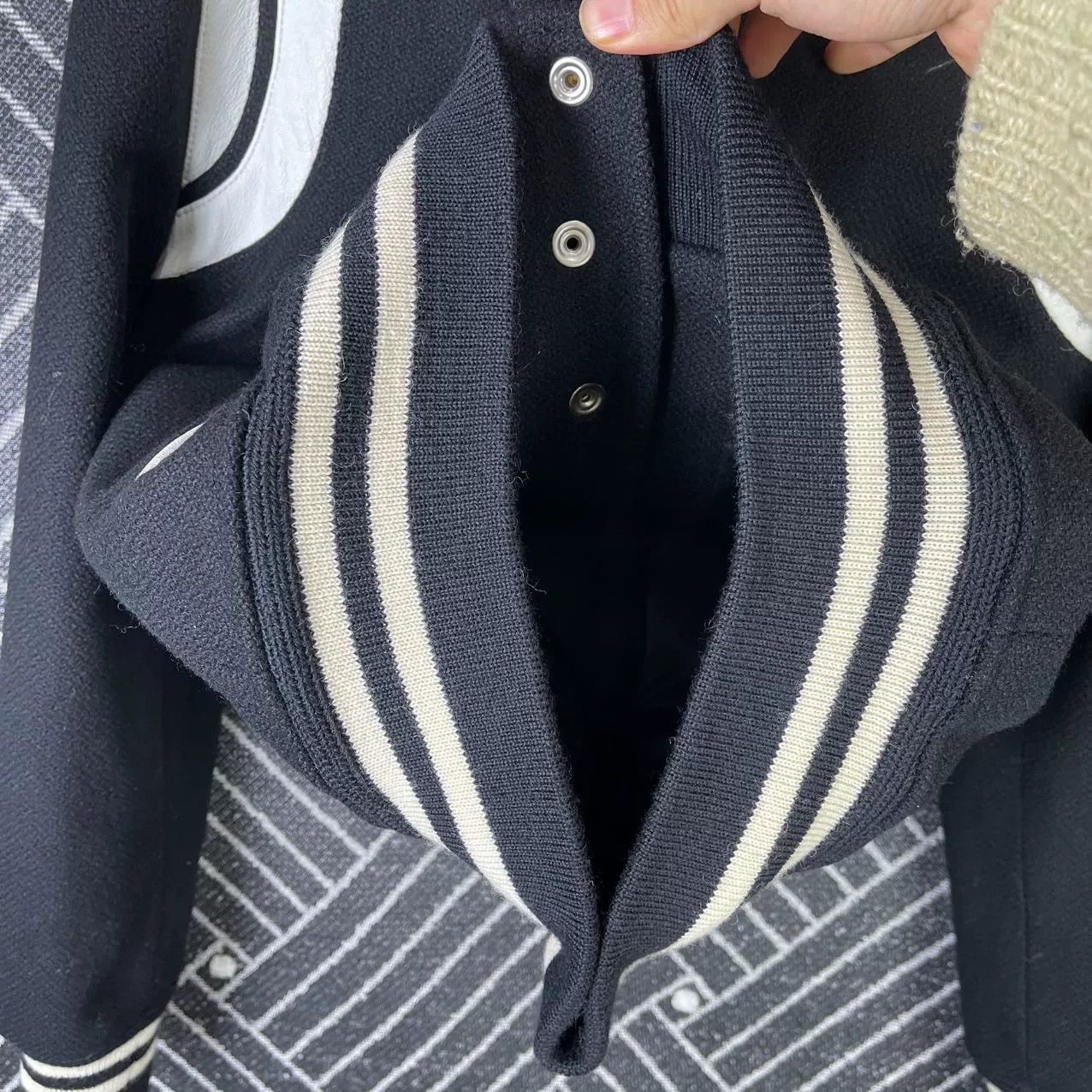 Saint Laurent Paris Saint Laurent Black White Baseball Jacket Size US XXS / EU 40 - 8 Thumbnail