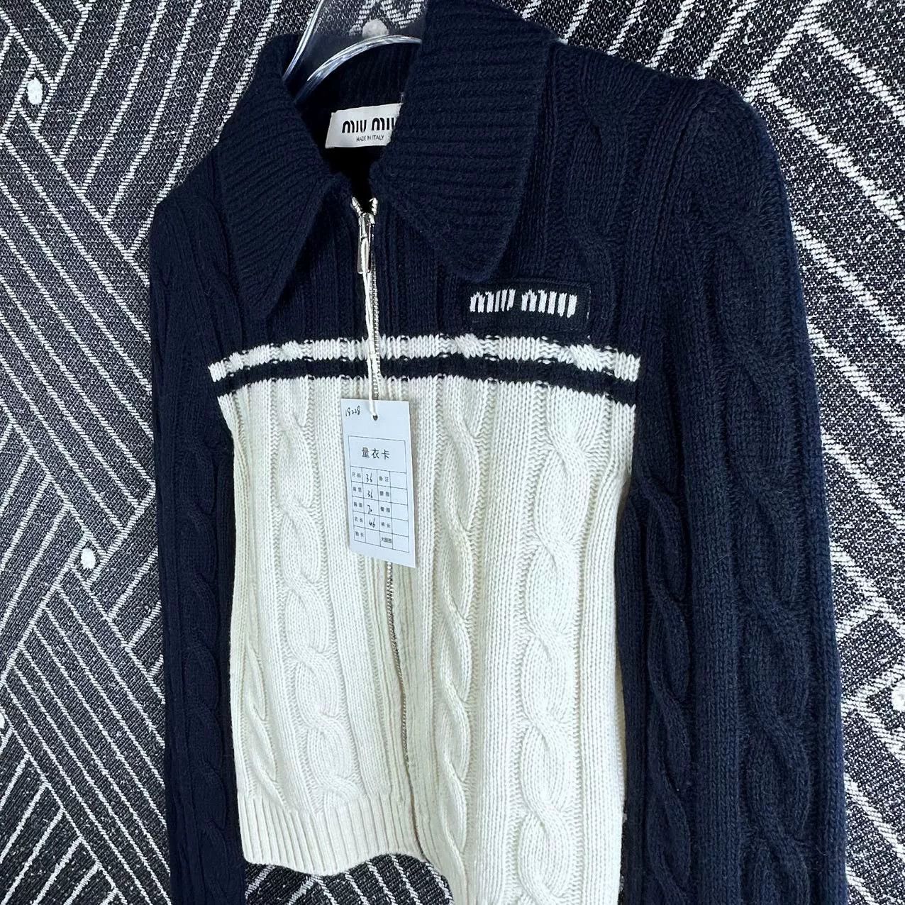 Miu Miu Miu Miu Navy White Cardigan Size 36 Size XS / US 0-2 / IT 36-38 - 9 Thumbnail