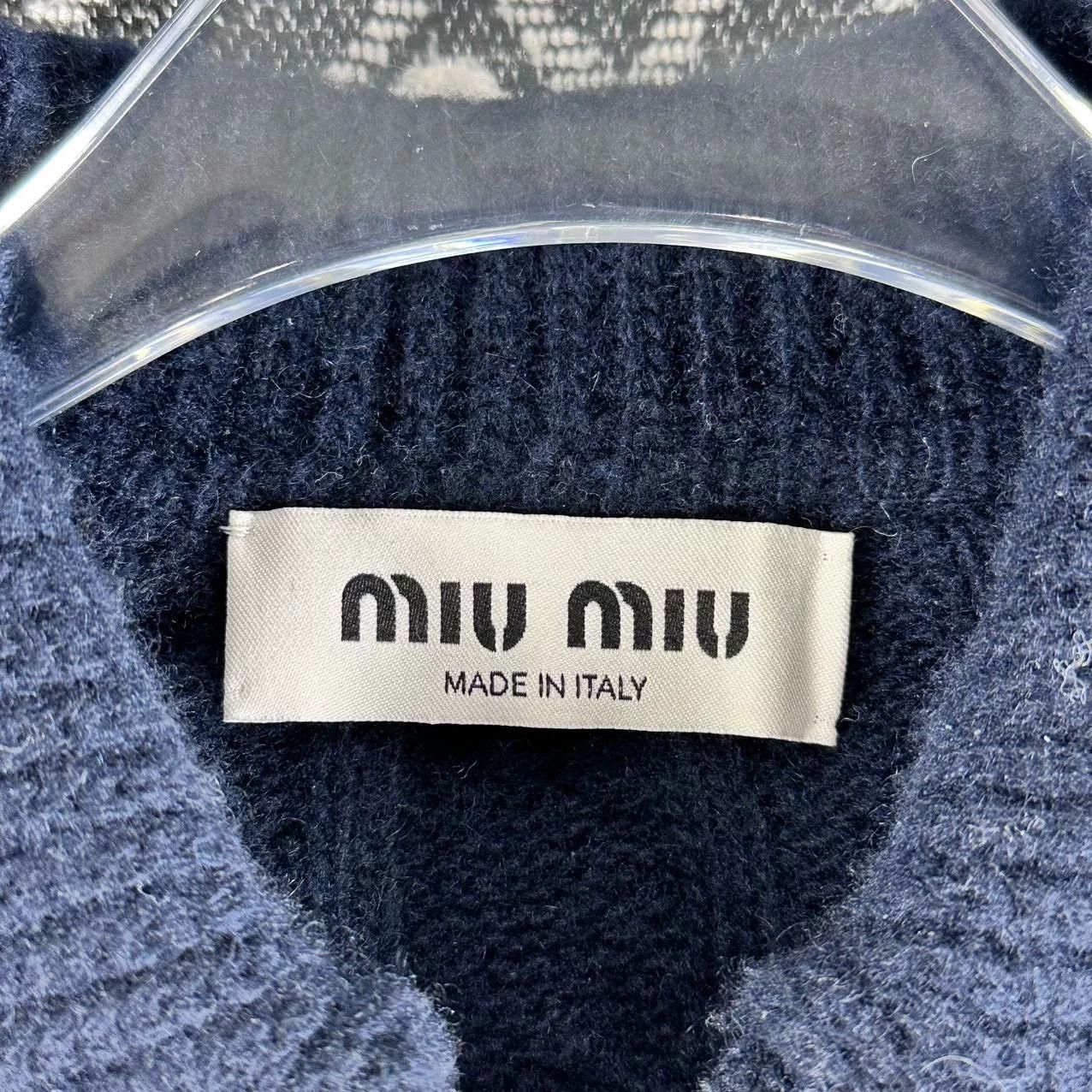 Miu Miu Miu Miu Navy White Cardigan Size 36 Size XS / US 0-2 / IT 36-38 - 4 Thumbnail