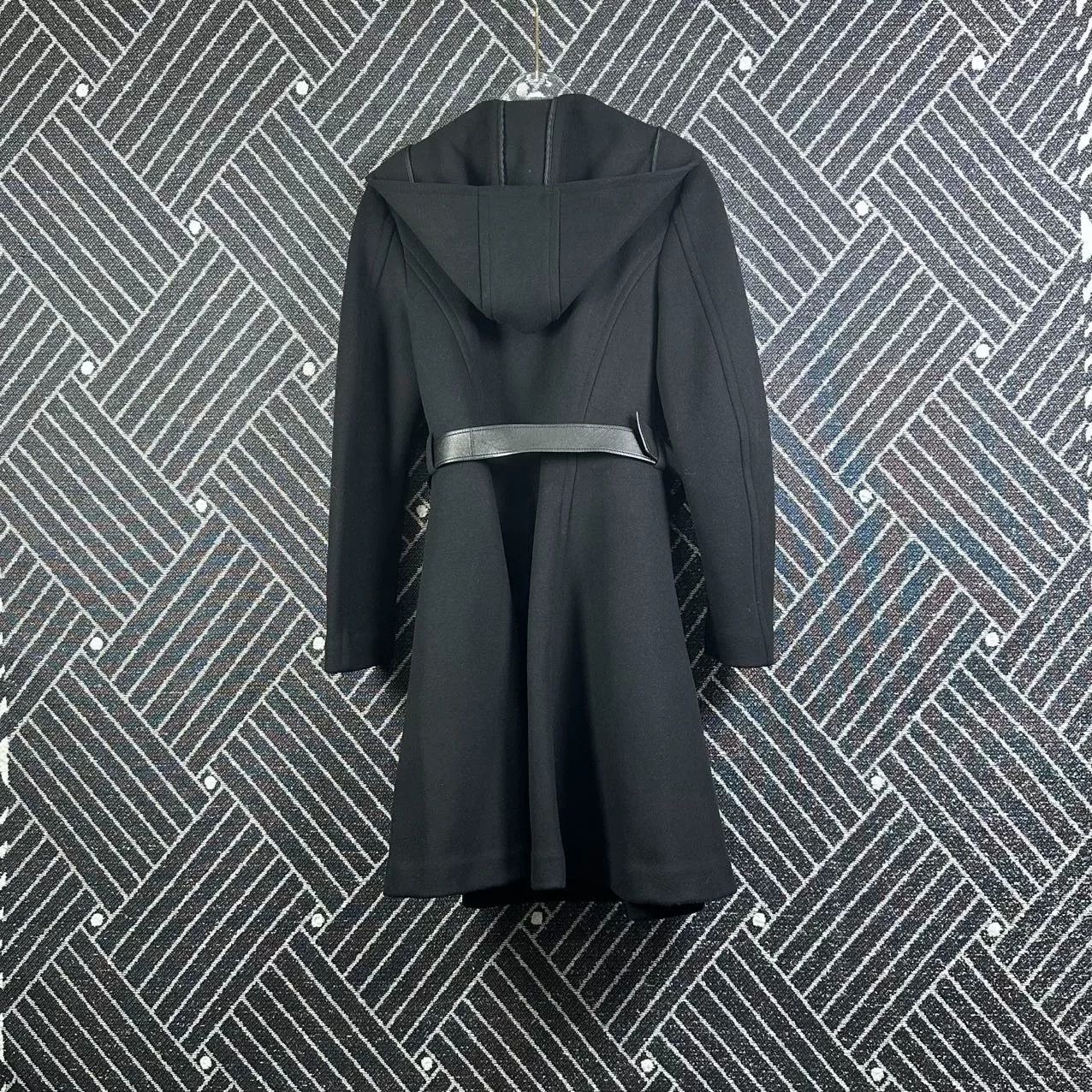Prada Prada Black Hooded Wool Coat Size S / US 4 / IT 40 - 2 Thumbnail