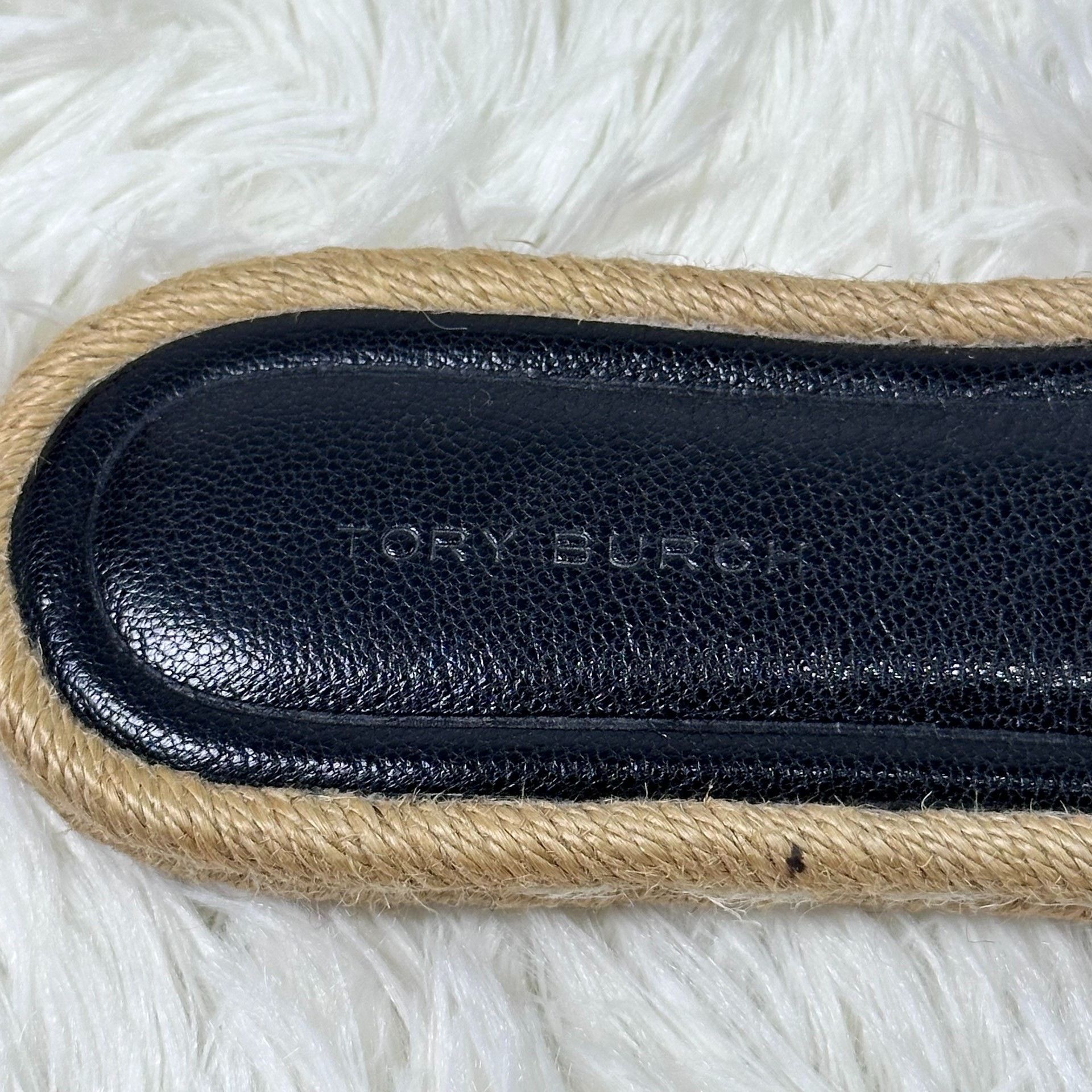 Tory Burch Tory Burch Black Leather Straw Slides Size US 7 / IT 37 - 3 Thumbnail