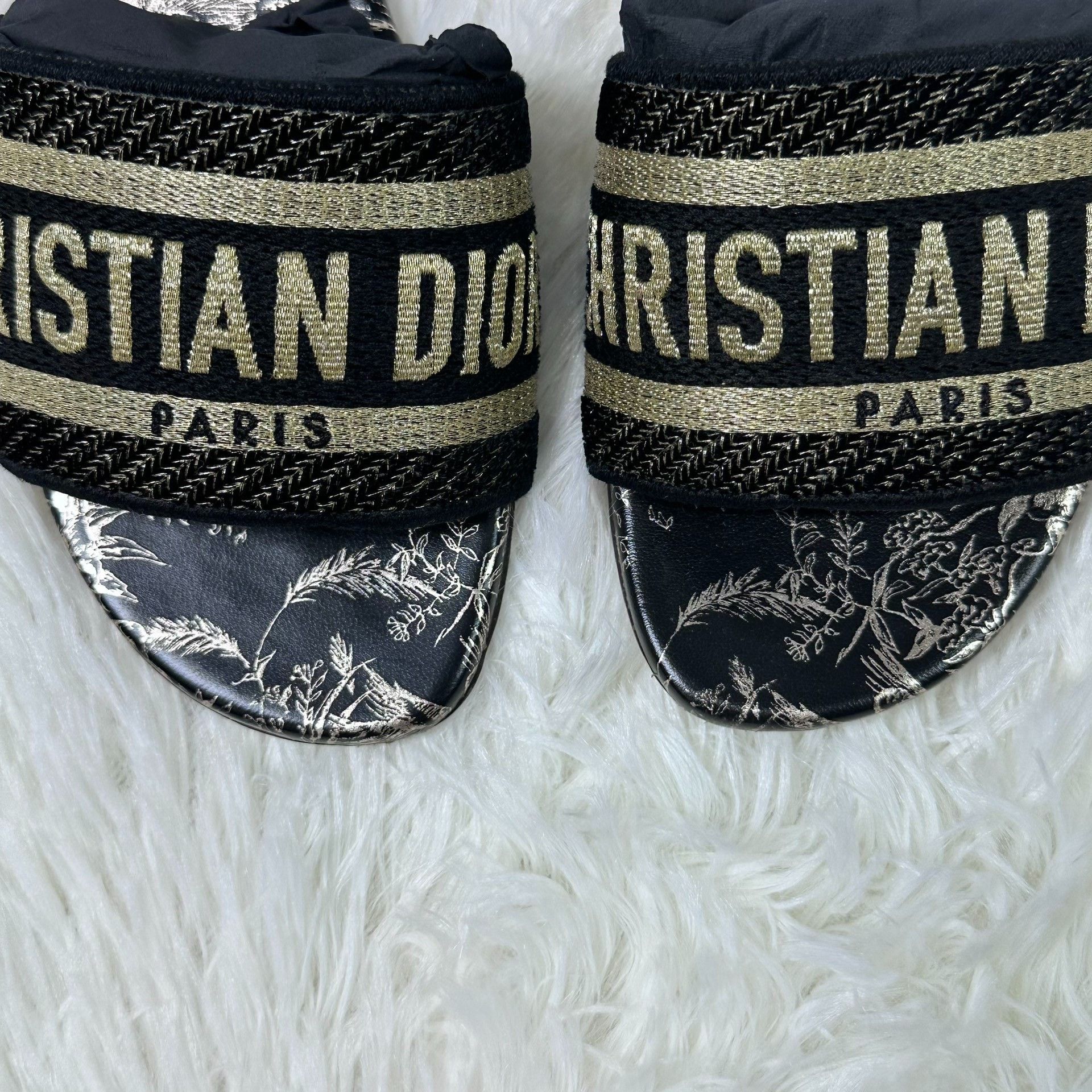 Dior Dior Dway Metallic Floral Slide Sandals Size US 5 / IT 35 - 3 Thumbnail