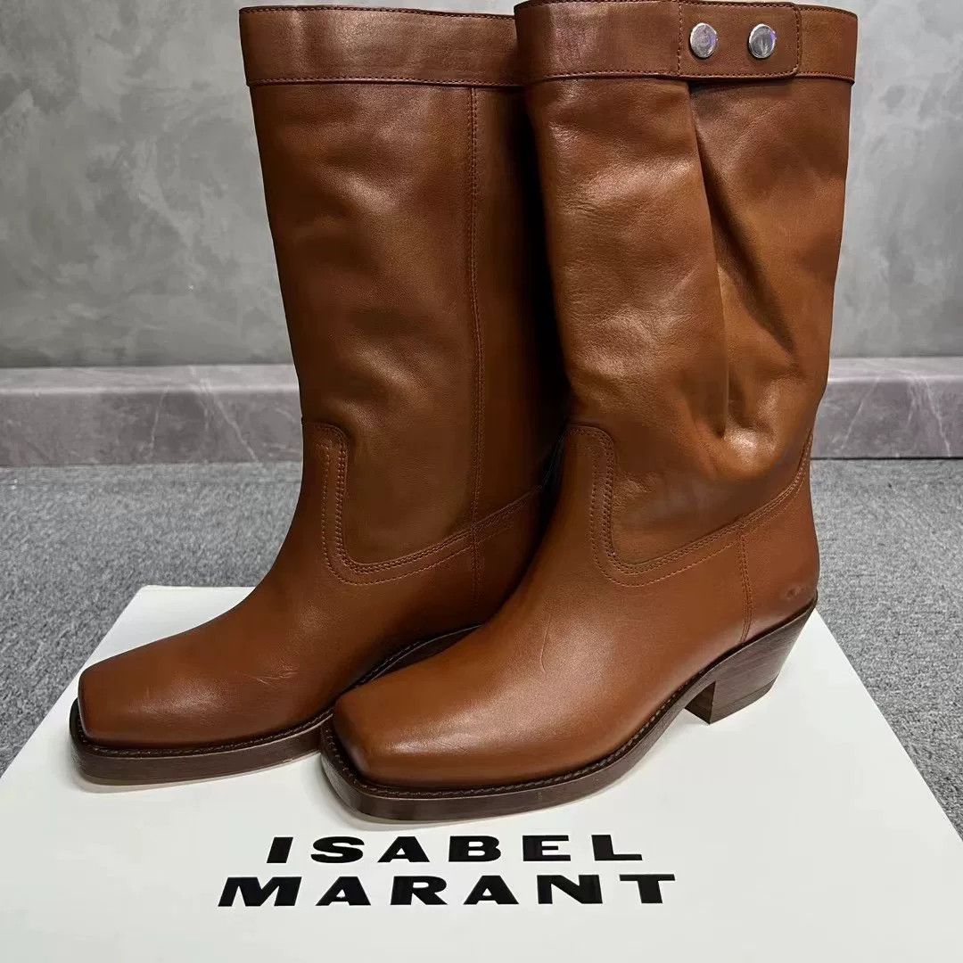Isabel Marant Isabel Marant Brown Leather Ankle Boots Size US 7 / IT 37 - 2 Thumbnail