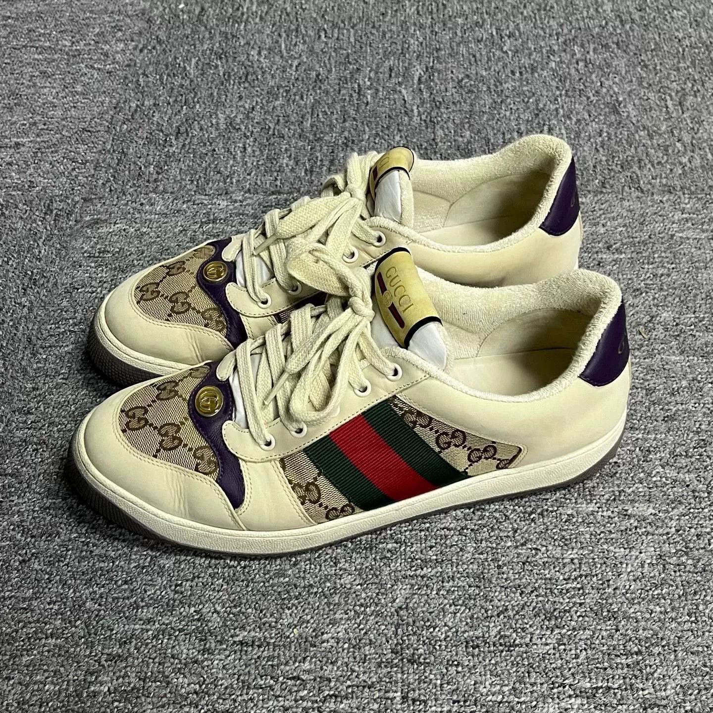 Gucci Gucci Beige Double G Striped Low-Top Sneakers Size US 9 / EU 42 - 2 Thumbnail