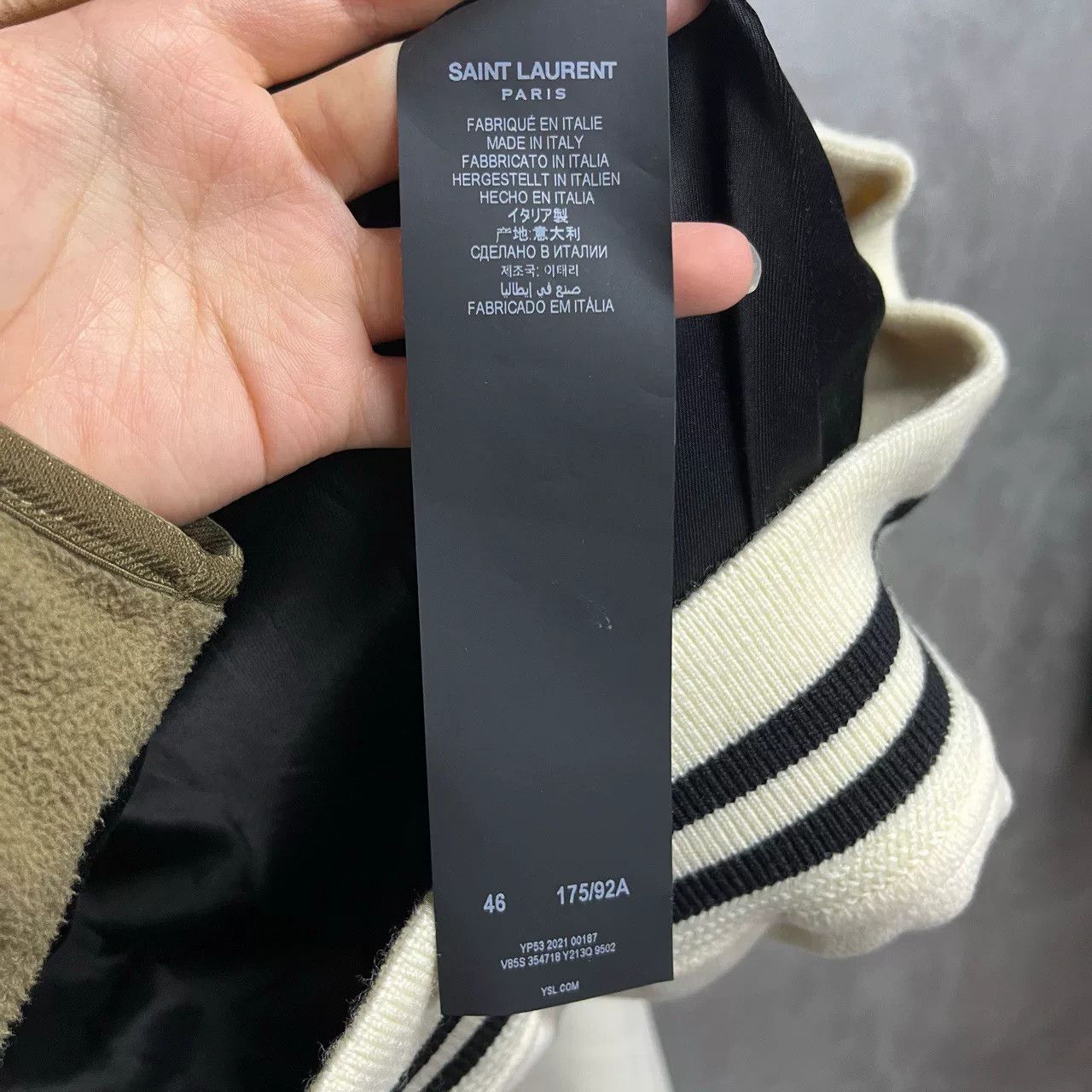 Saint Laurent Paris Saint Laurent White Striped Baseball Jacket Size US S / EU 44-46 / 1 - 4 Thumbnail
