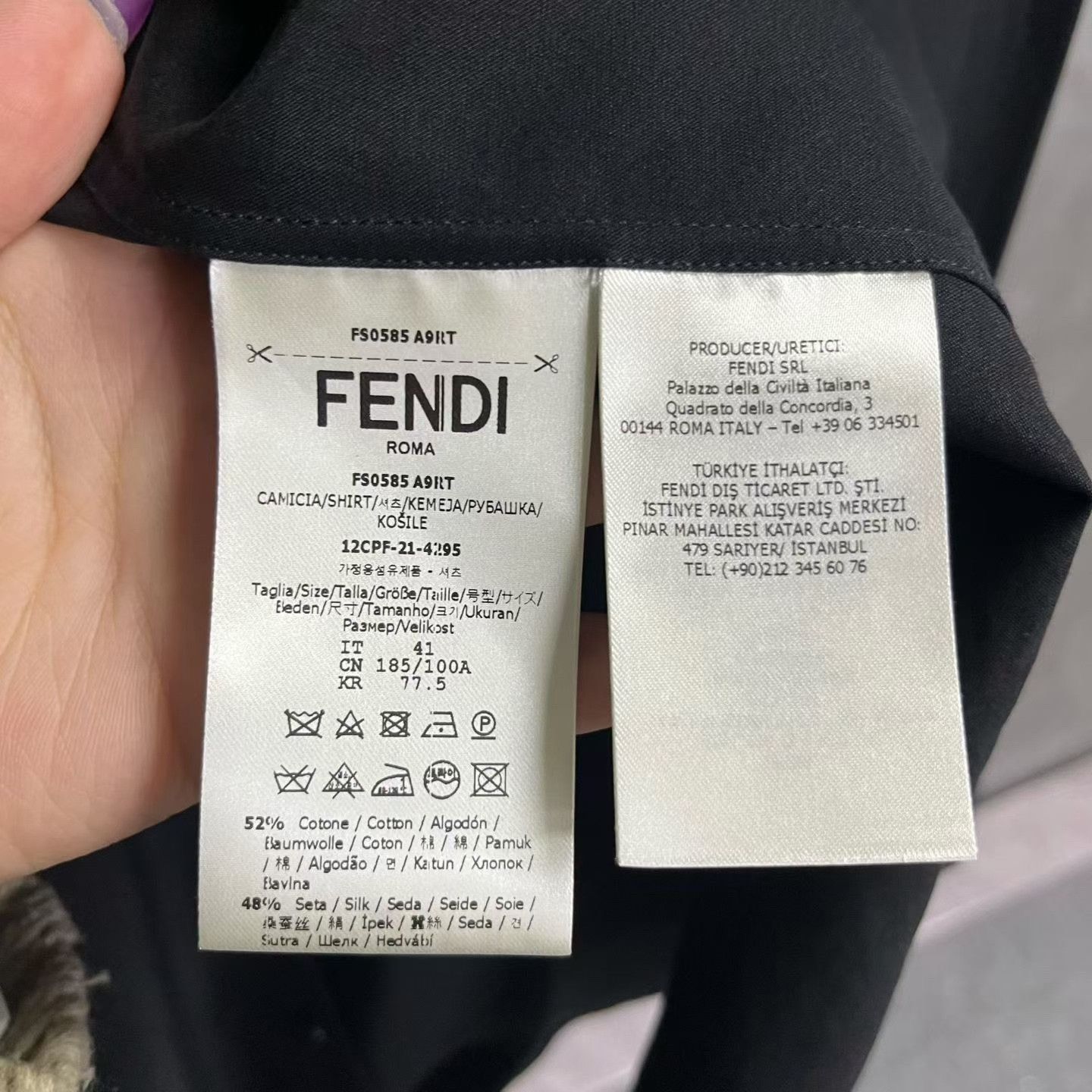 Fendi Fendi Black Letter Embroidery Long-Sleeve Shirt Size US M / EU 48-50 / 2 - 5 Thumbnail