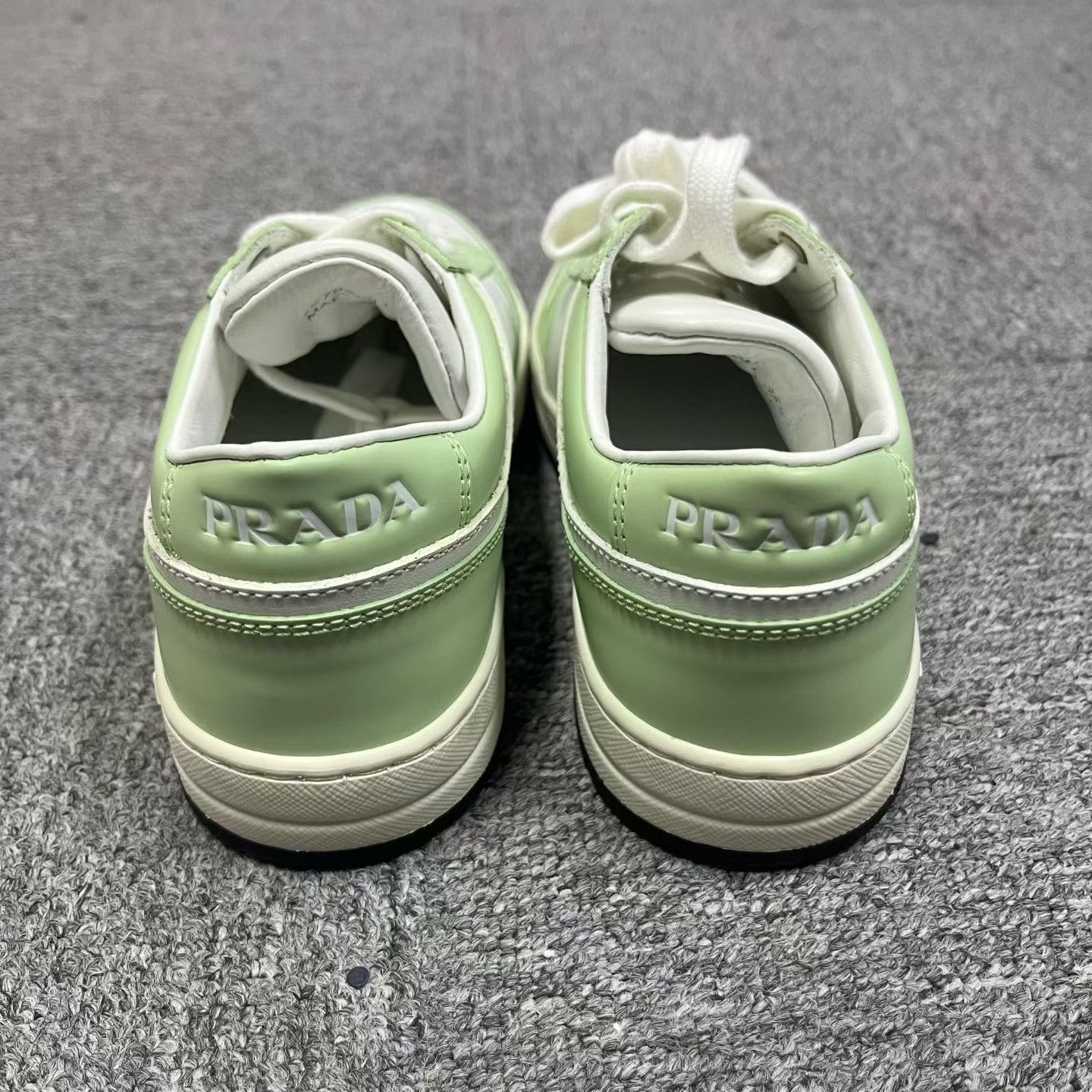 Prada Prada Green Leather Low-Top Sneakers Size US 4.5 / IT 34.5 - 3 Thumbnail