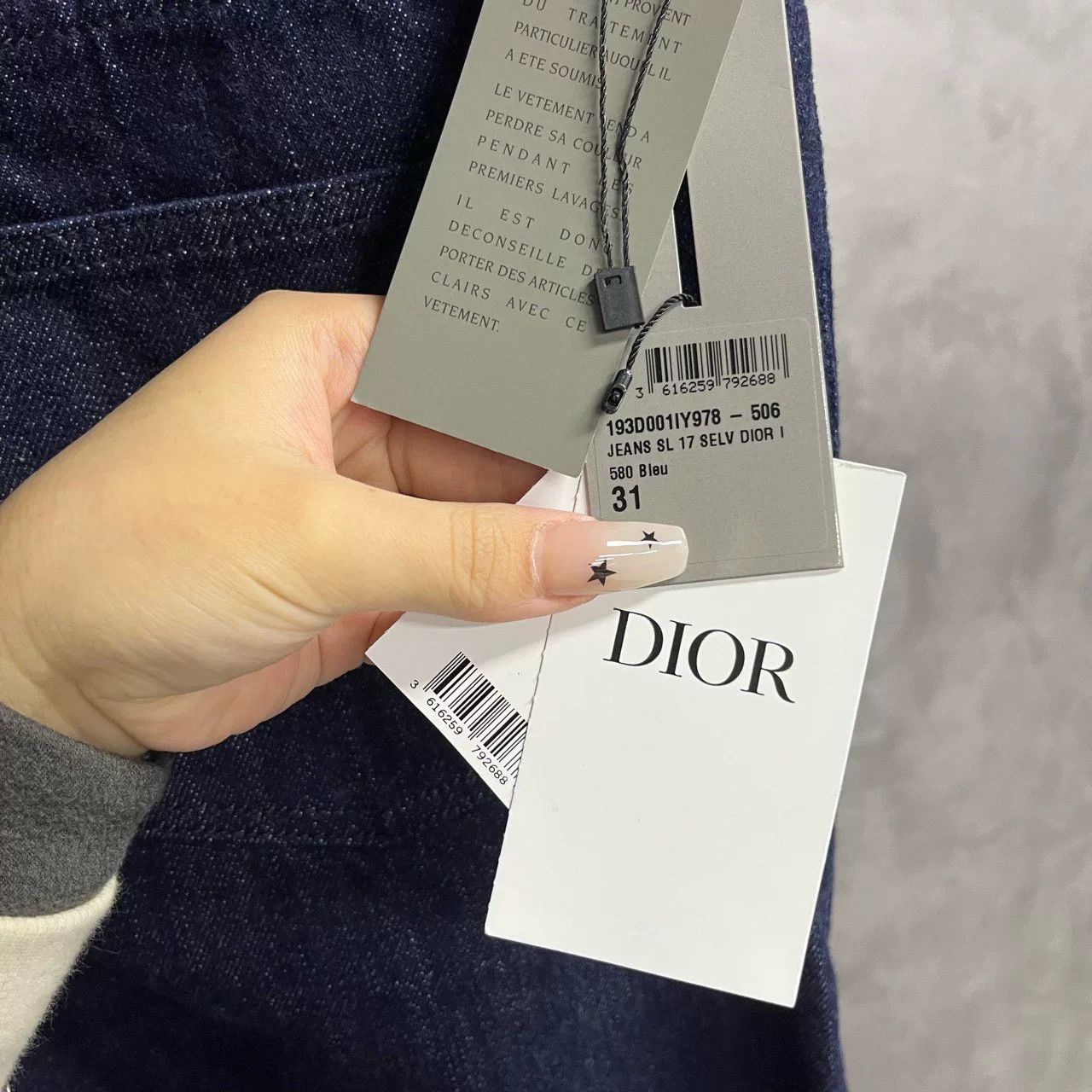 Dior Dior Blue Solid Logo Embroidered Jeans Size US 31 - 4 Thumbnail