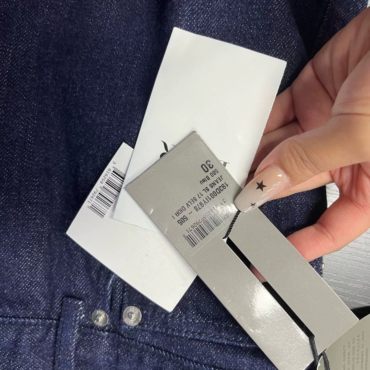 Dior Dior Blue Solid Logo Embroidered Jeans Size US 31 - 8 Thumbnail