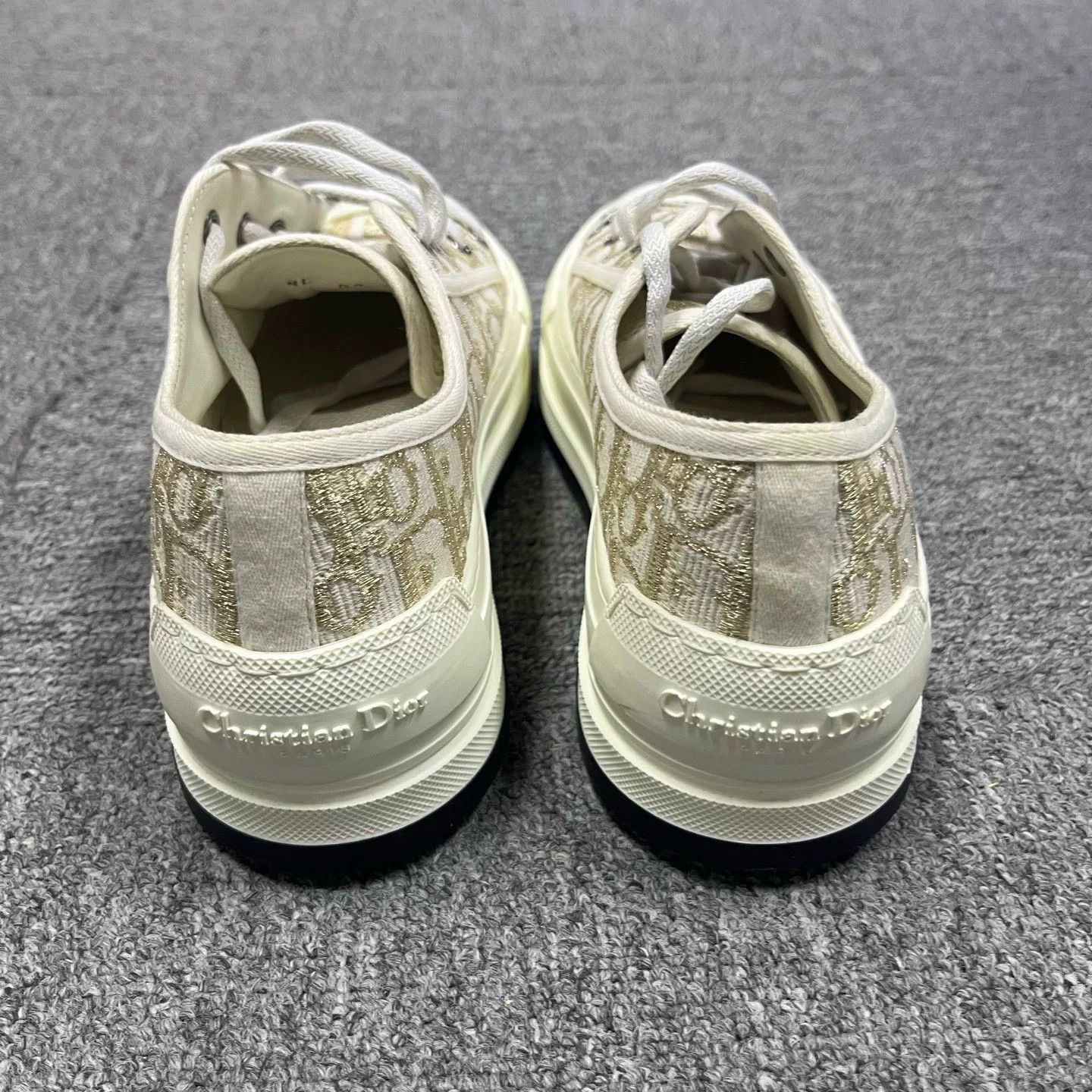 Dior Dior White-Gold Platform Canvas Sneakers Size US 6 / IT 36 - 3 Thumbnail