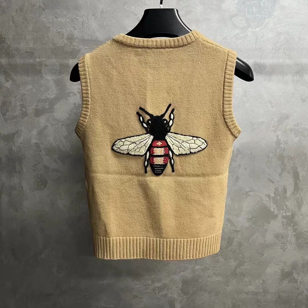 Gucci Gucci Brown Embroidered Bee Wool Vest Size US S / EU 44-46 / 1 - 2 Thumbnail