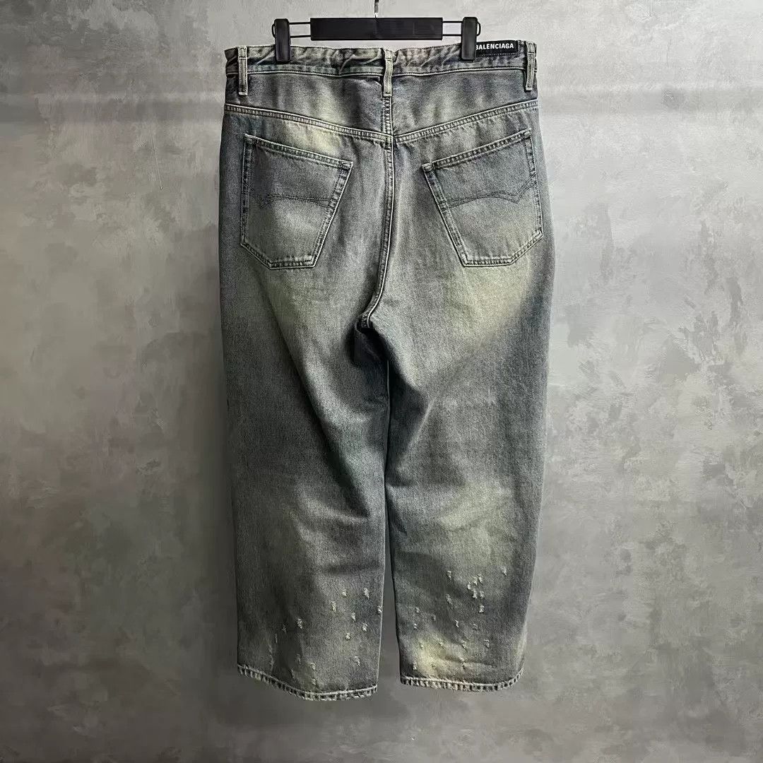 Balenciaga Balenciaga 2024 Blue Zipper Straight Jeans Size 22" - 2 Thumbnail