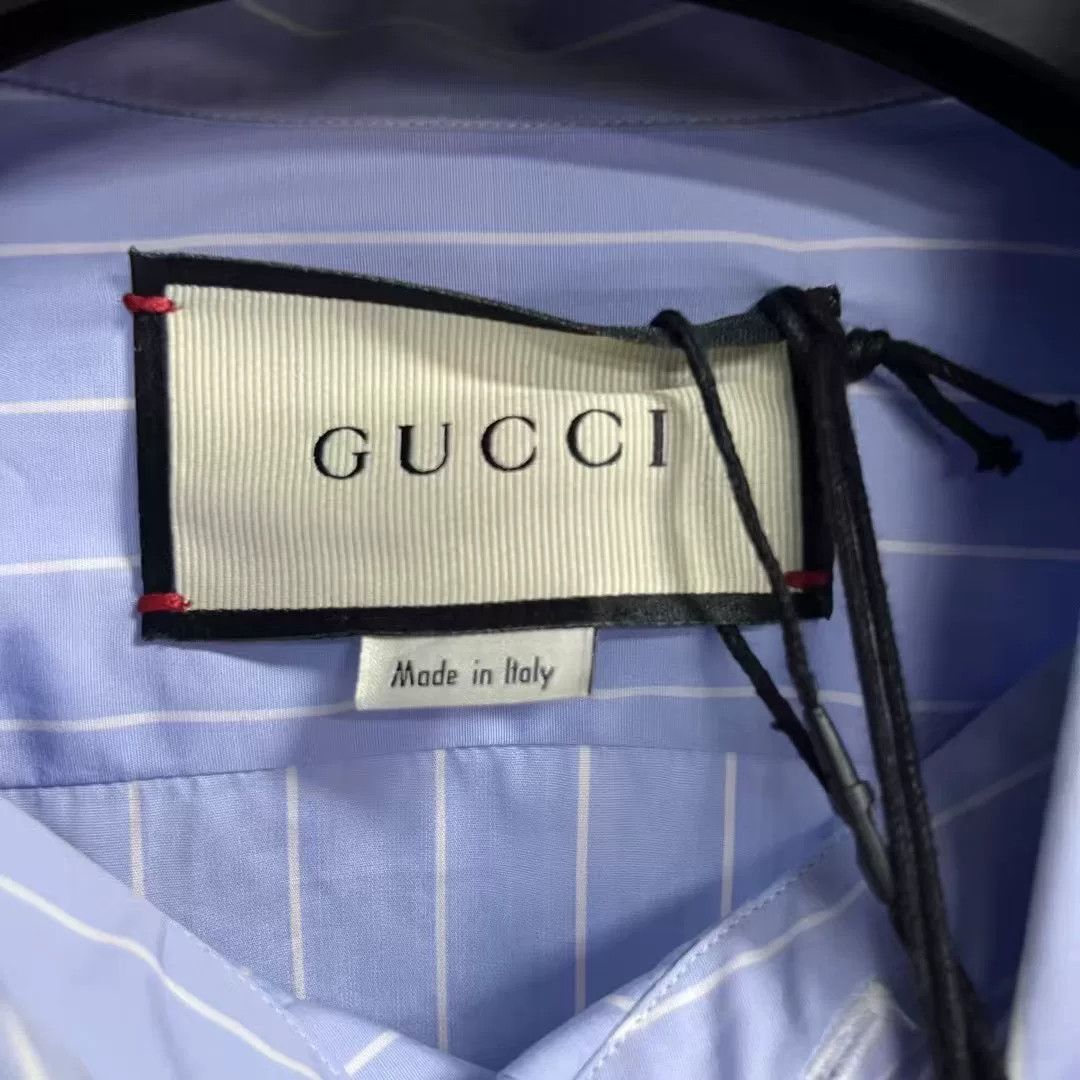 Gucci Gucci Light Blue Striped Pointed Collar Shirt Size US M / EU 48-50 / 2 - 3 Thumbnail