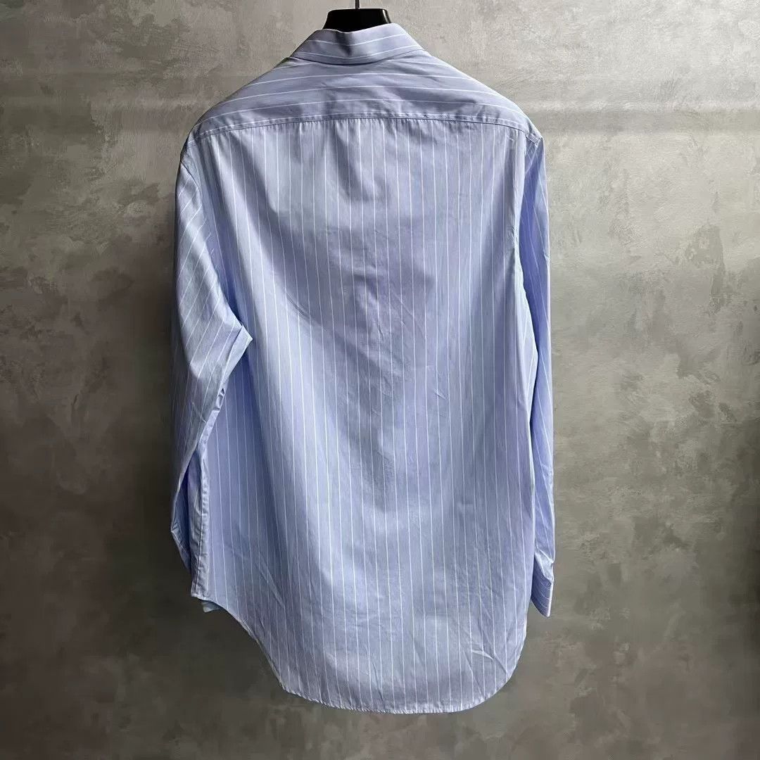 Gucci Gucci Light Blue Striped Pointed Collar Shirt Size US M / EU 48-50 / 2 - 2 Thumbnail