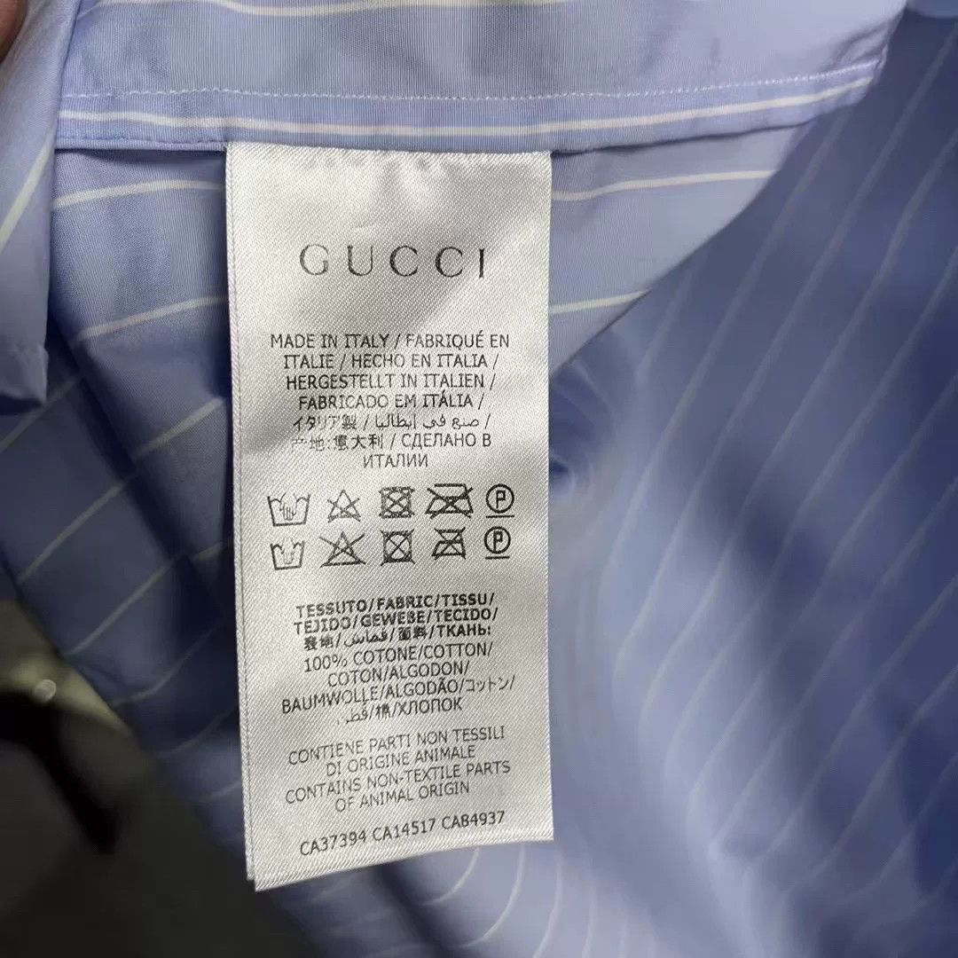 Gucci Gucci Light Blue Striped Pointed Collar Shirt Size US M / EU 48-50 / 2 - 4 Thumbnail