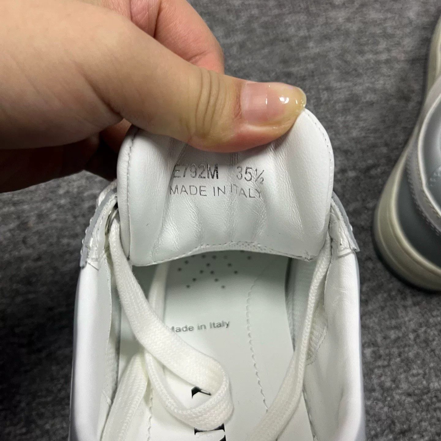 Prada Prada White Gray Leather Low-Top Sneakers Size US 4.5 / IT 34.5 - 4 Thumbnail