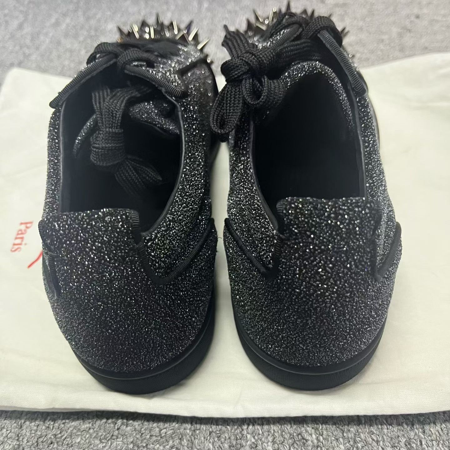 Christian Louboutin Christian Louboutin Black Leather Low-Top Sneakers Size US 11 / EU 44 - 3 Thumbnail