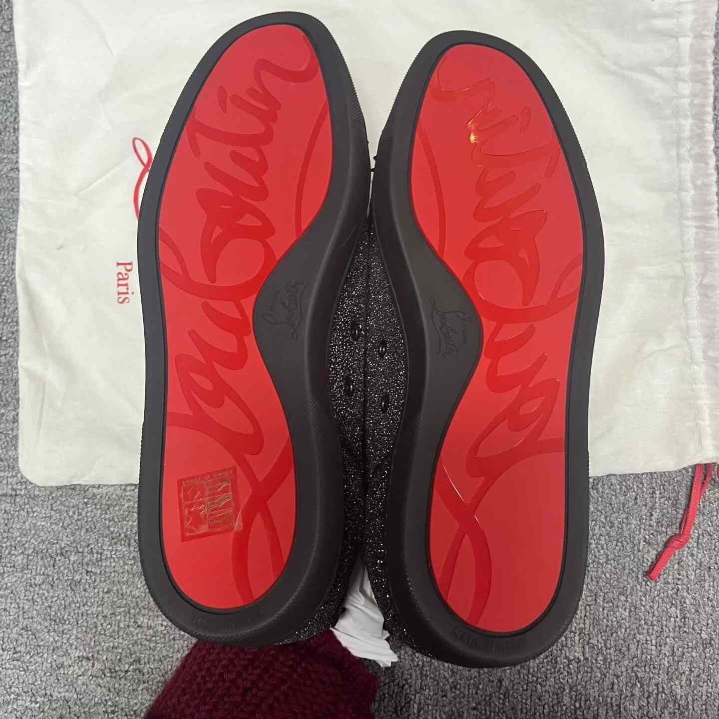Christian Louboutin Christian Louboutin Black Leather Low-Top Sneakers Size US 11 / EU 44 - 4 Thumbnail