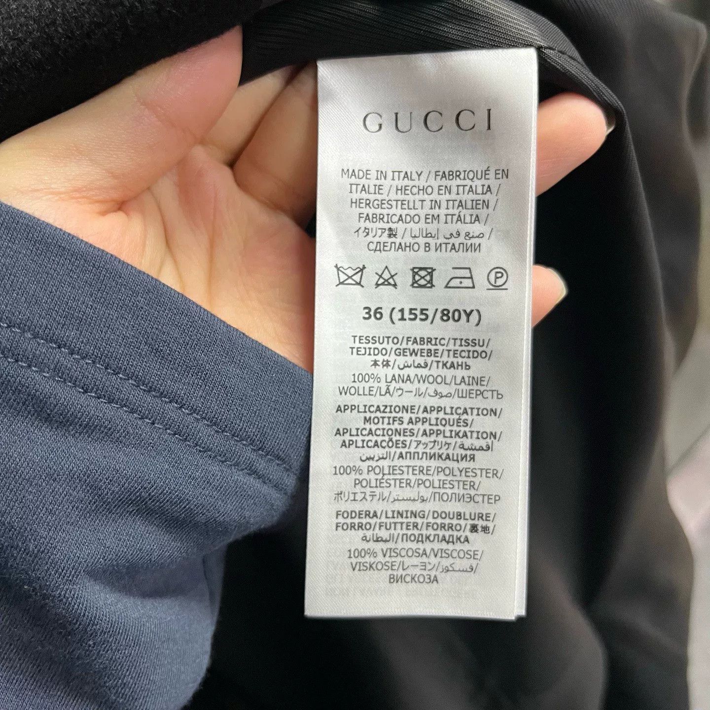 Gucci Gucci Black Logo Embroidery Wool Coat Size XS / US 0-2 / IT 36-38 - 3 Thumbnail