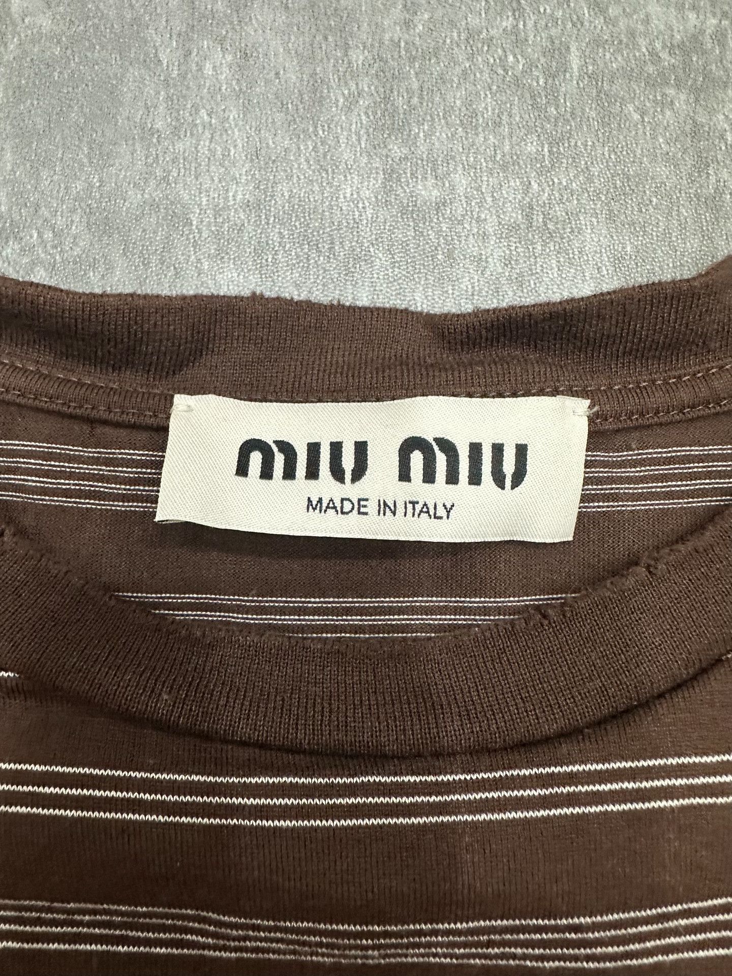Miu Miu Miu Miu Striped Brown T-Shirt M Women Size M / US 6-8 / IT 42-44 - 4 Thumbnail