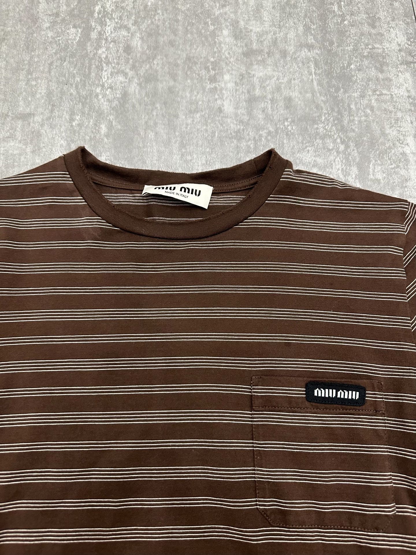Miu Miu Miu Miu Striped Brown T-Shirt M Women Size M / US 6-8 / IT 42-44 - 3 Thumbnail