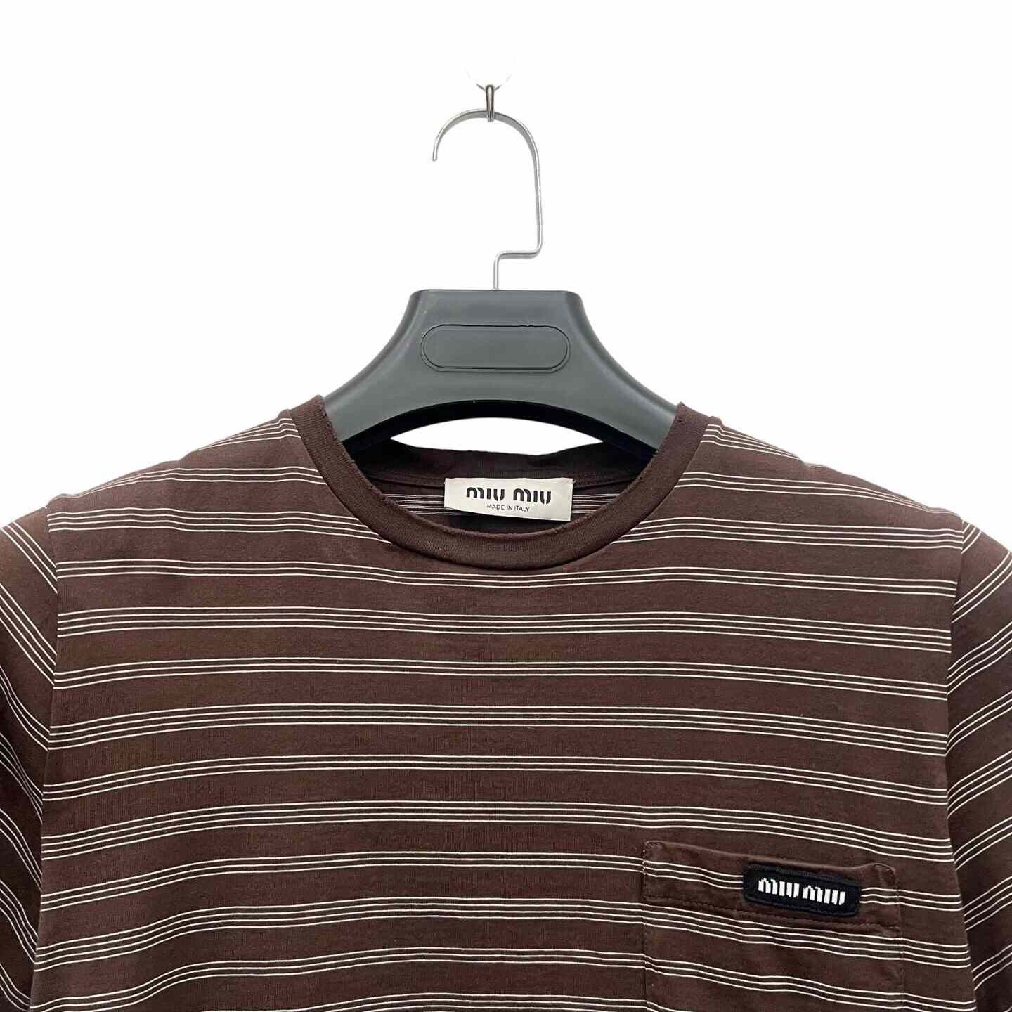 Miu Miu Miu Miu Striped Brown T-Shirt M Women Size M / US 6-8 / IT 42-44 - 3 Thumbnail
