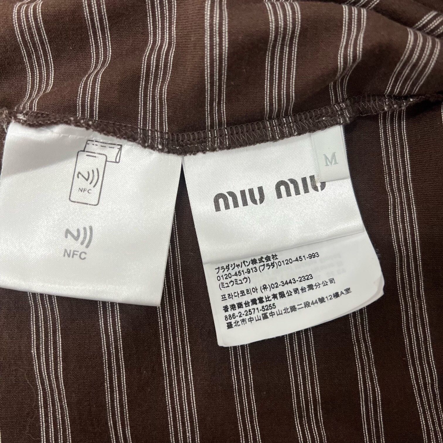 Miu Miu Miu Miu Striped Brown T-Shirt M Women Size M / US 6-8 / IT 42-44 - 5 Thumbnail