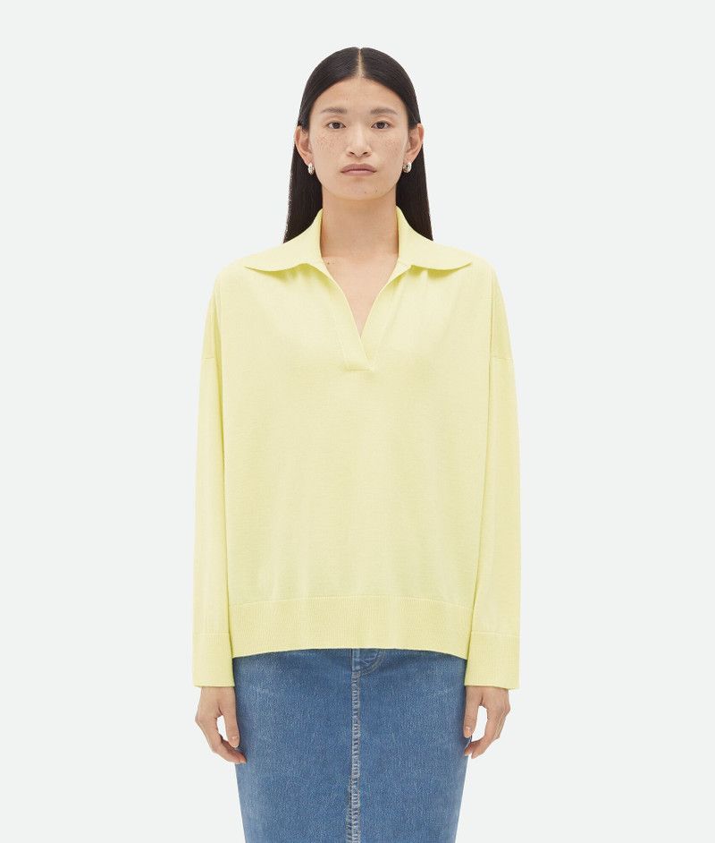 Bottega Veneta light wool polo yellow Size M / US 6-8 / IT 42-44 - 4 Thumbnail