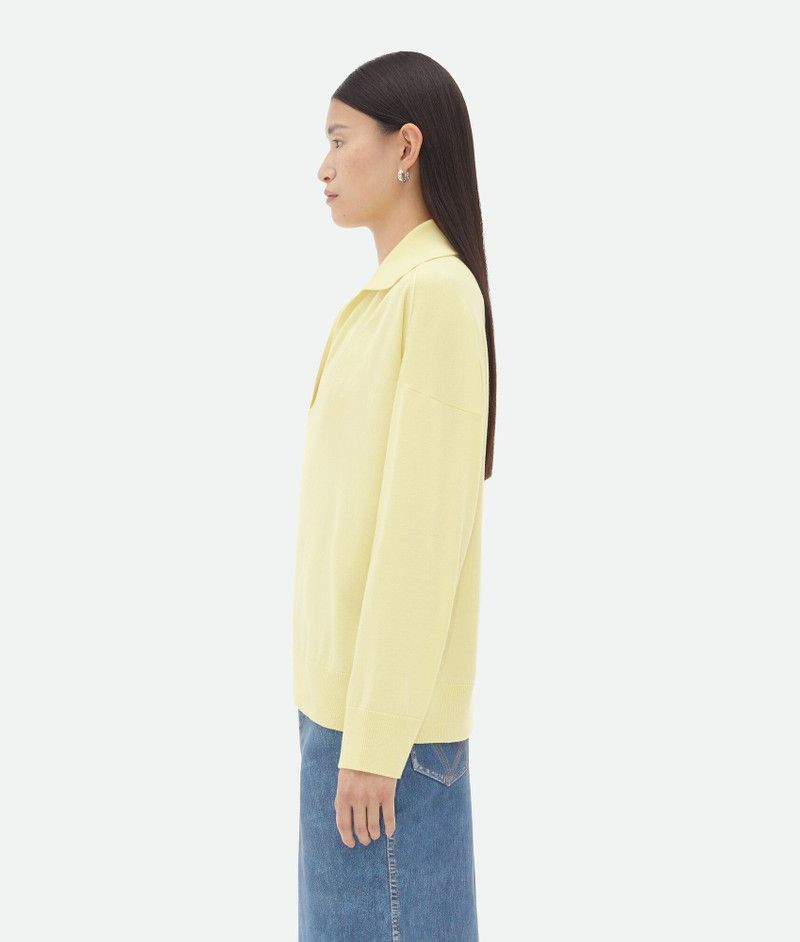 Bottega Veneta light wool polo yellow Size M / US 6-8 / IT 42-44 - 2 Thumbnail