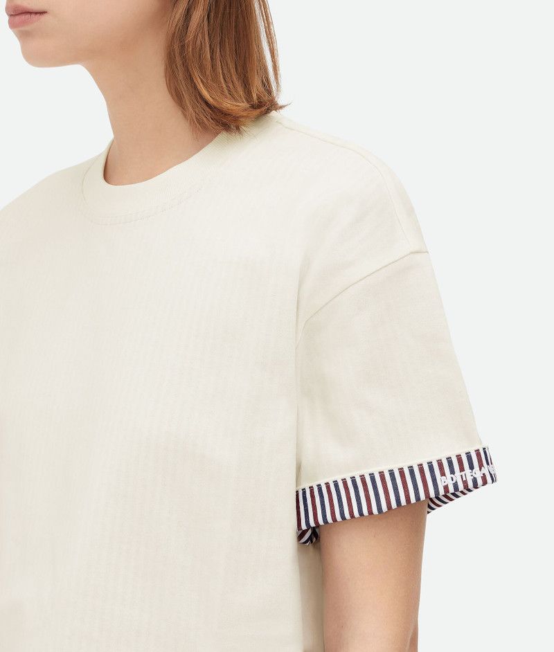 Bottega Veneta double layer striped cotton t-shirt chalk Size XS / US 0-2 / IT 36-38 - 4 Thumbnail