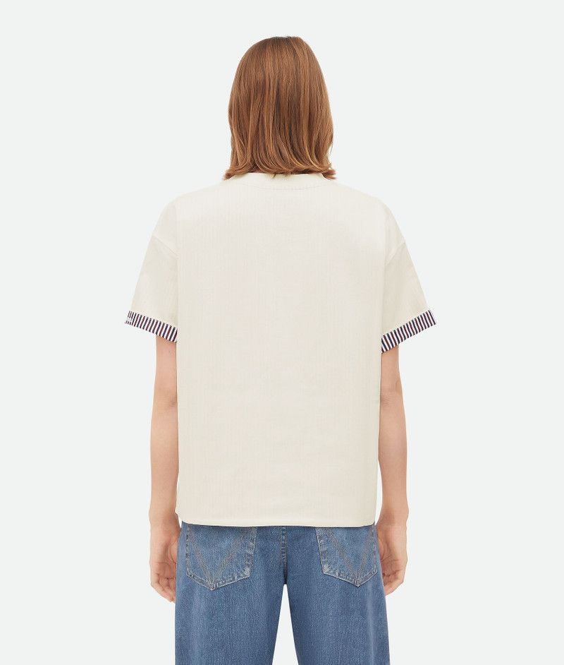 Bottega Veneta double layer striped cotton t-shirt chalk Size XS / US 0-2 / IT 36-38 - 3 Thumbnail