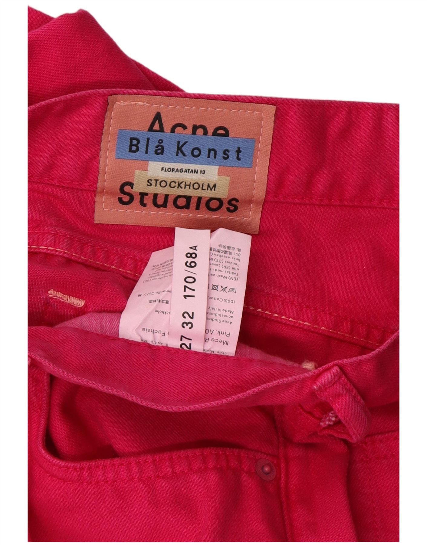 Acne Studios Womens High Waist Straight Jeans W27 L27 Pink Cotton Size 42" / US 20 - 4 Thumbnail