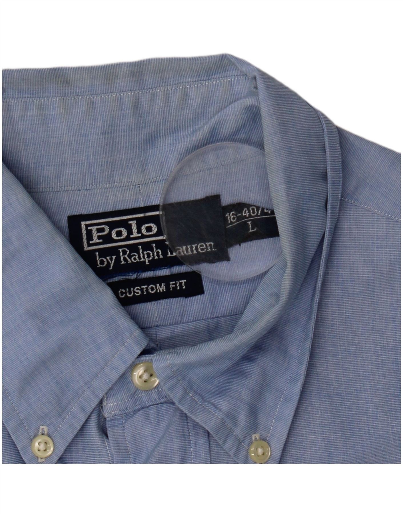 Polo Ralph Lauren Mens Custom Fit Shirt 40/41 16 Large Blue Size US L / EU 52-54 / 3 - 3 Thumbnail