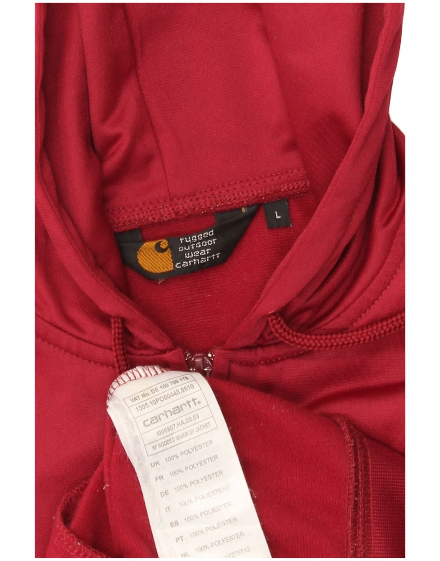 Carhartt Womens Zip Hoodie Sweater UK 16 Large Red Polyester Size M / US 6-8 / IT 42-44 - 4 Thumbnail