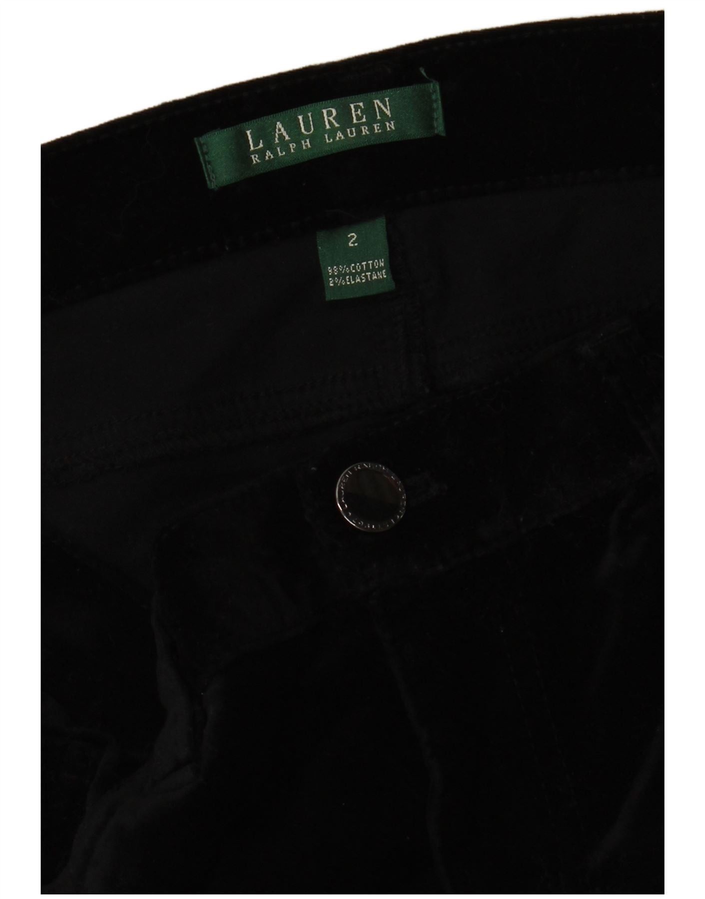 Ralph Lauren Womens Slim Corduroy Trousers US 2 XS W30 L30 Black Cotton Size 24" / US 00 / IT 34 - 3 Thumbnail