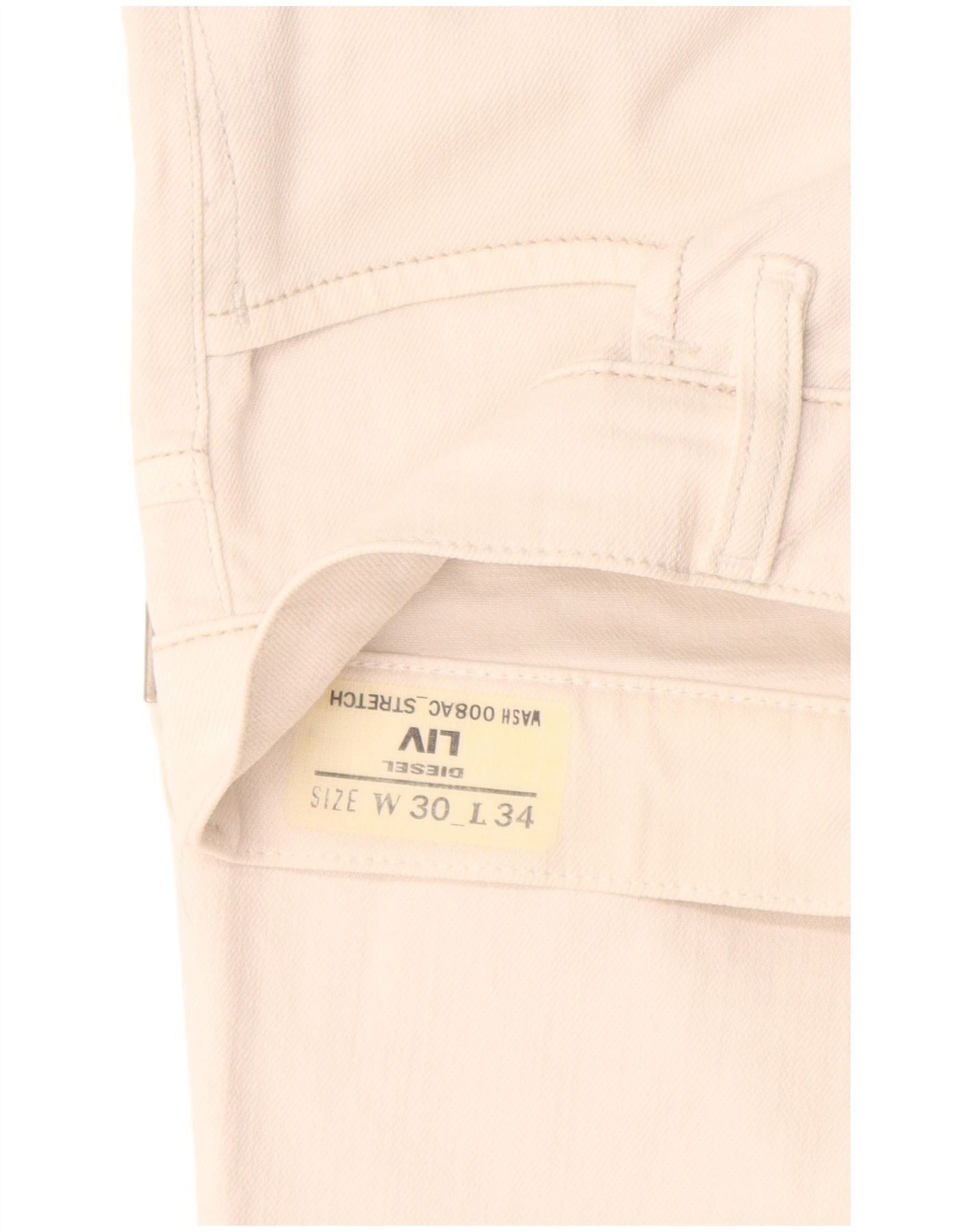 Diesel Womens Liv Slim Jeans W30 L30 White Cotton Size 42" / US 20 - 3 Thumbnail