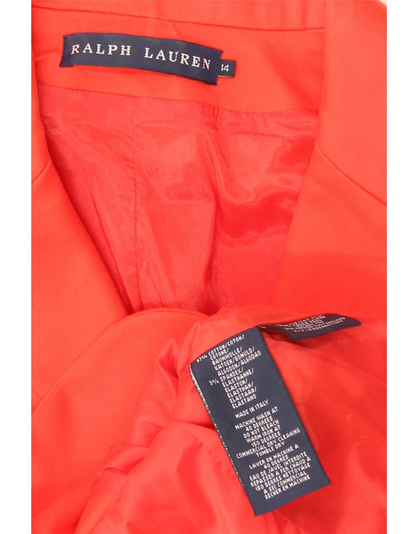 Ralph Lauren Womens 3 Button Blazer Jacket US 14 XL Red Cotton Size XS / US 0-2 / IT 36-38 - 3 Thumbnail
