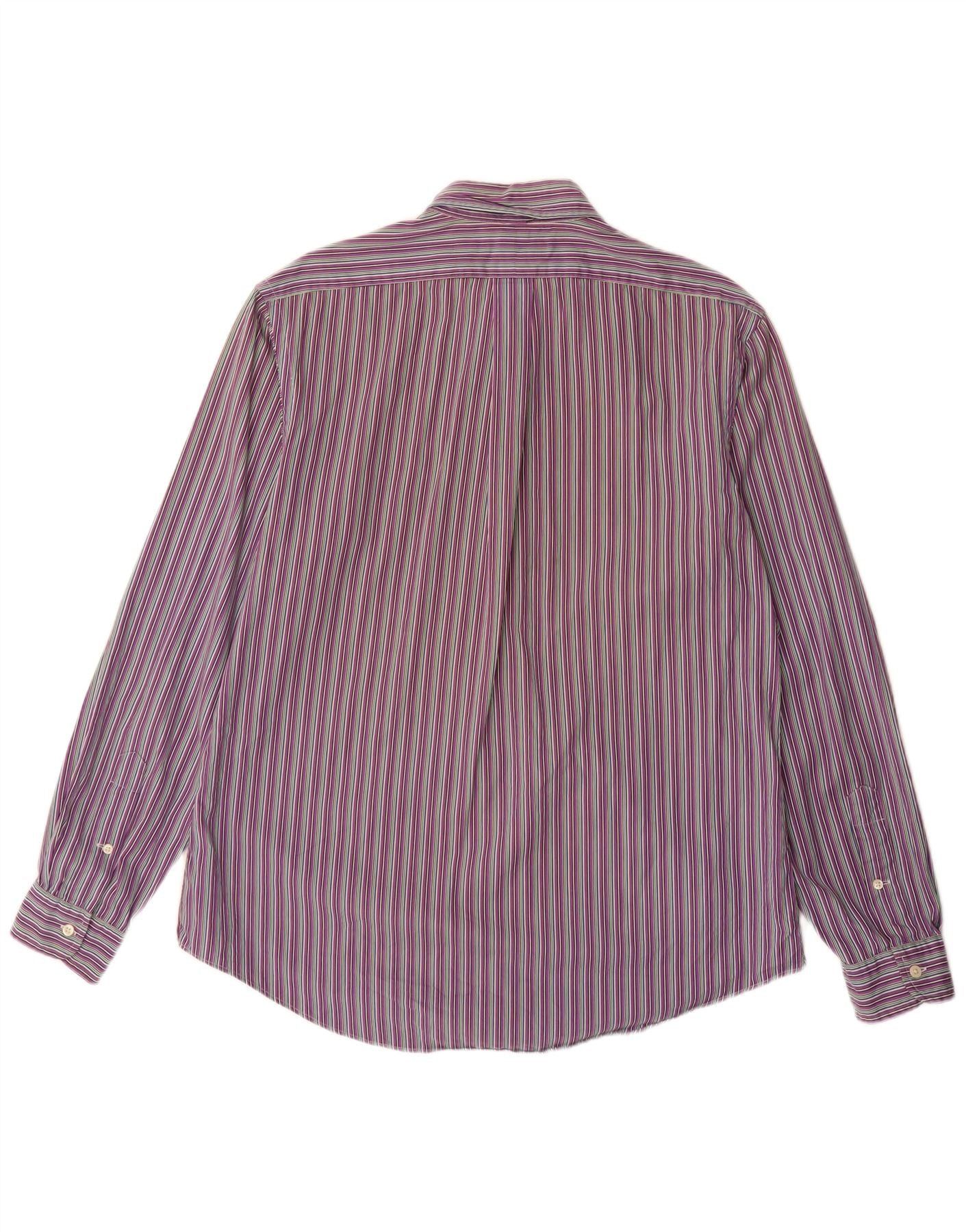 Polo Ralph Lauren Mens Custom Fit Shirt Large Purple Pinstripe Cotton Size US XL / EU 56 / 4 - 2 Thumbnail