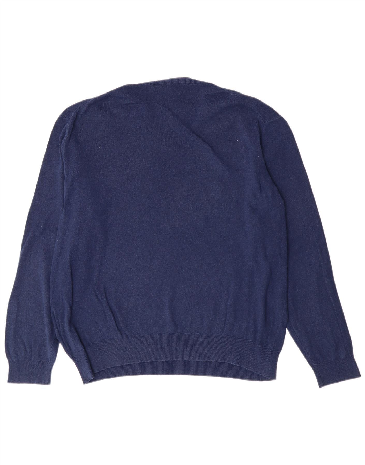 Polo Ralph Lauren Mens V-Neck Jumper Sweater XL Navy Blue Cotton Size US XXL / EU 58 / 5 - 2 Thumbnail