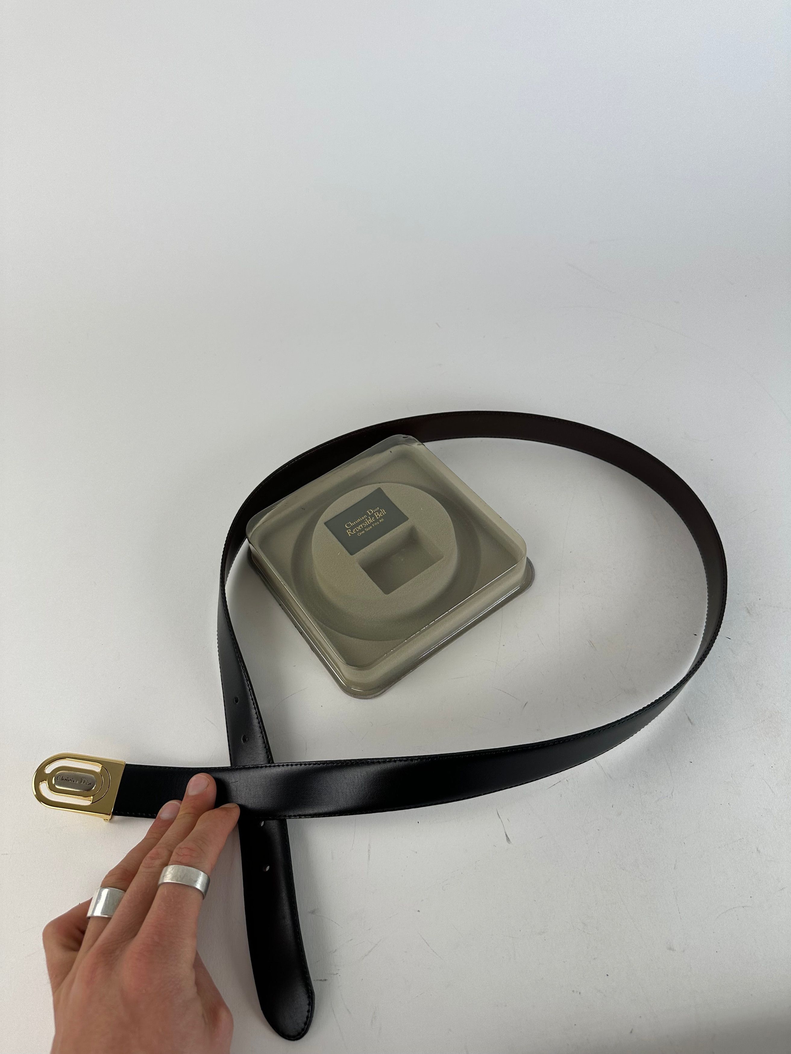 Dior Vintage Reversible Leather Belt Set Black Brown Size ONE SIZE - 14 Thumbnail